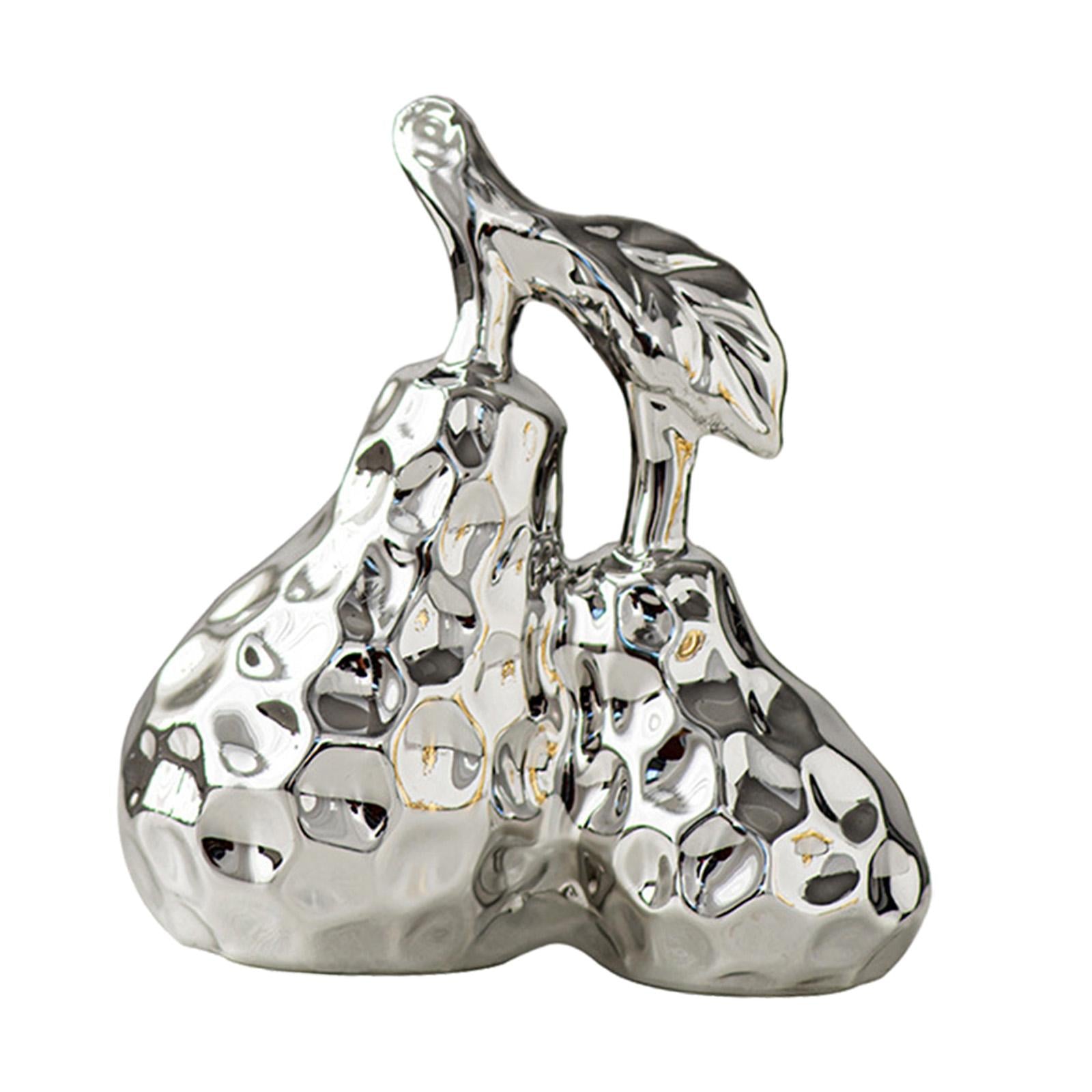 Pear Decoration Electroplated Ceramic Pear Decor for Car Dashboard Bookshelf