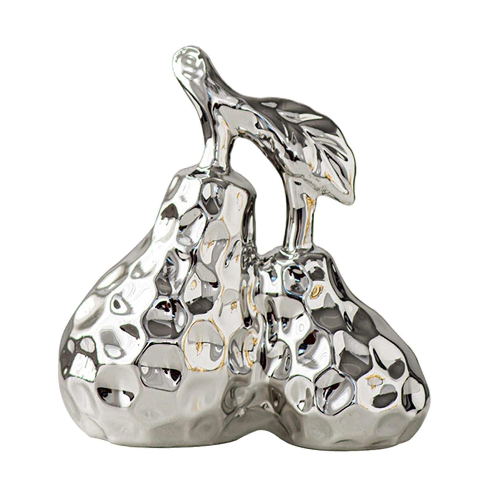 Pear Decoration Electroplated Ceramic Pear Decor for Car Dashboard Bookshelf