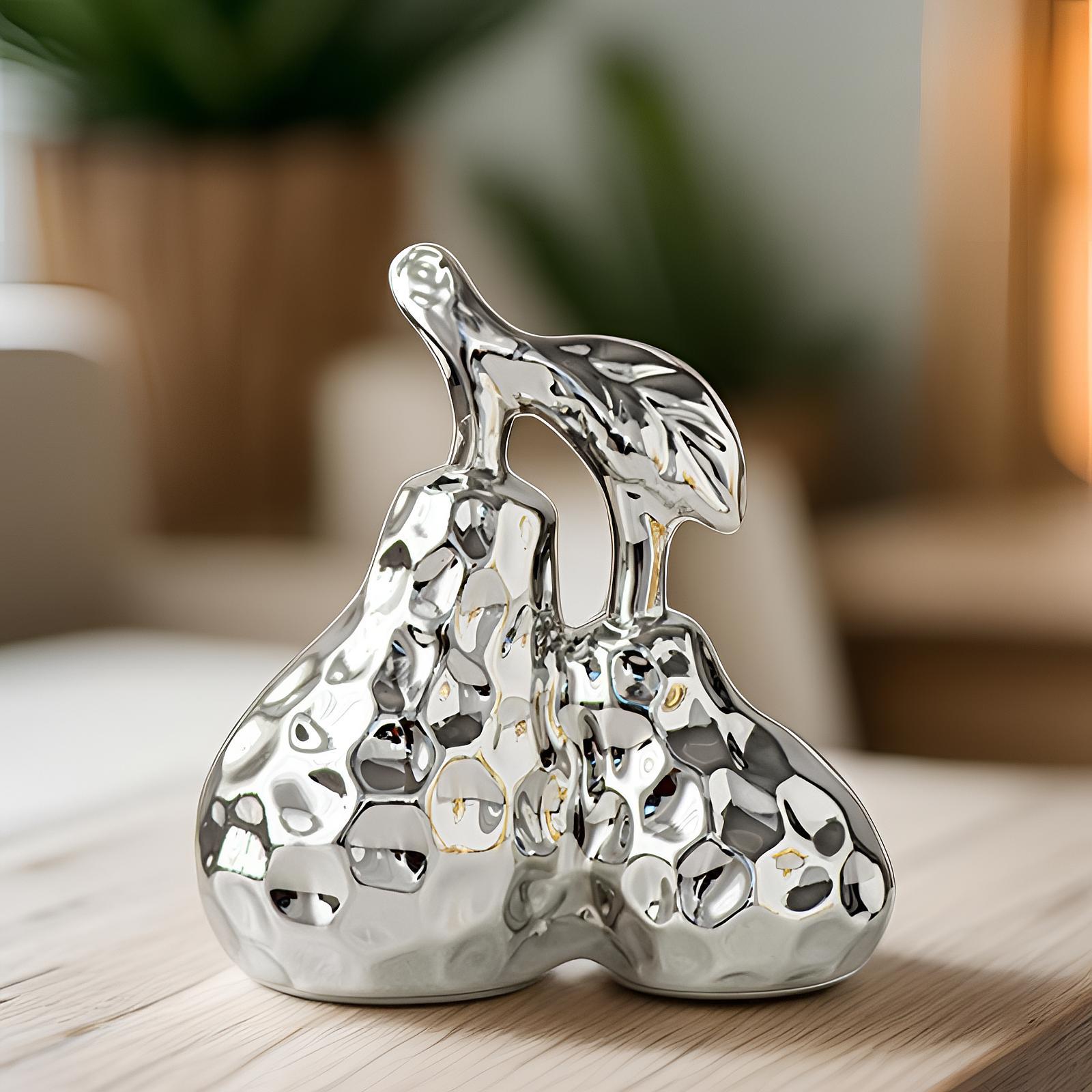 Pear Decoration Electroplated Ceramic Pear Decor for Car Dashboard Bookshelf