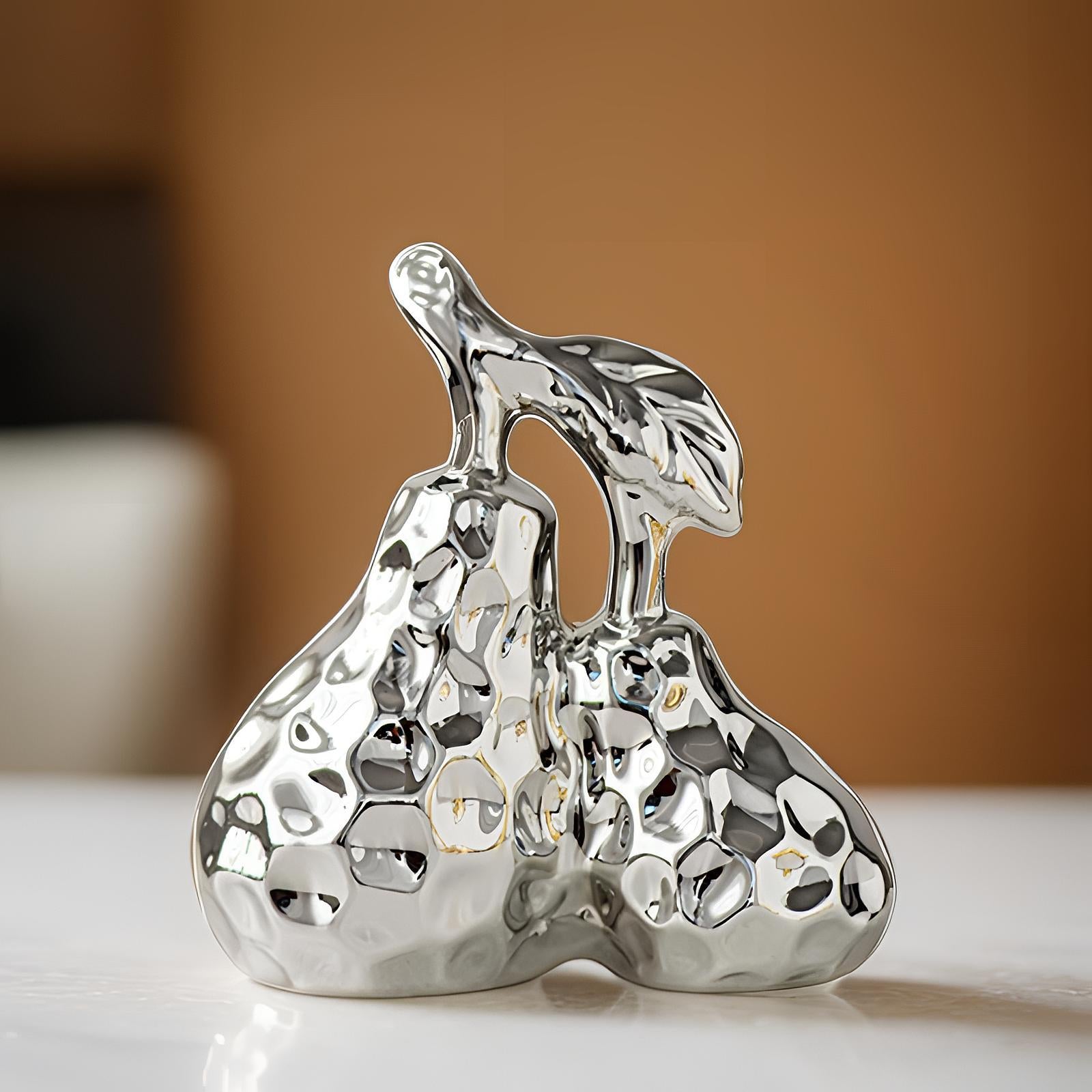 Pear Decoration Electroplated Ceramic Pear Decor for Car Dashboard Bookshelf