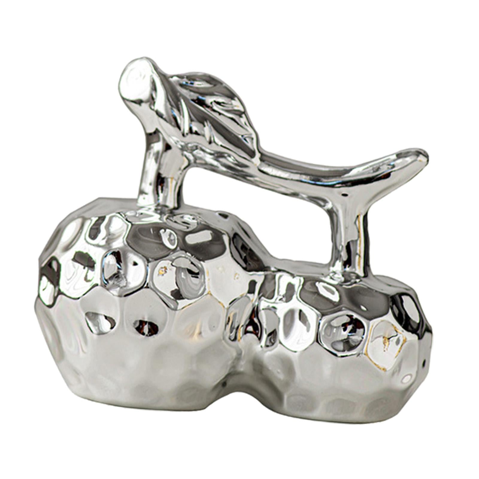 Apple Decoration Electroplated Crafts Fruit Statue for Home Bedroom Entryway Silvery S