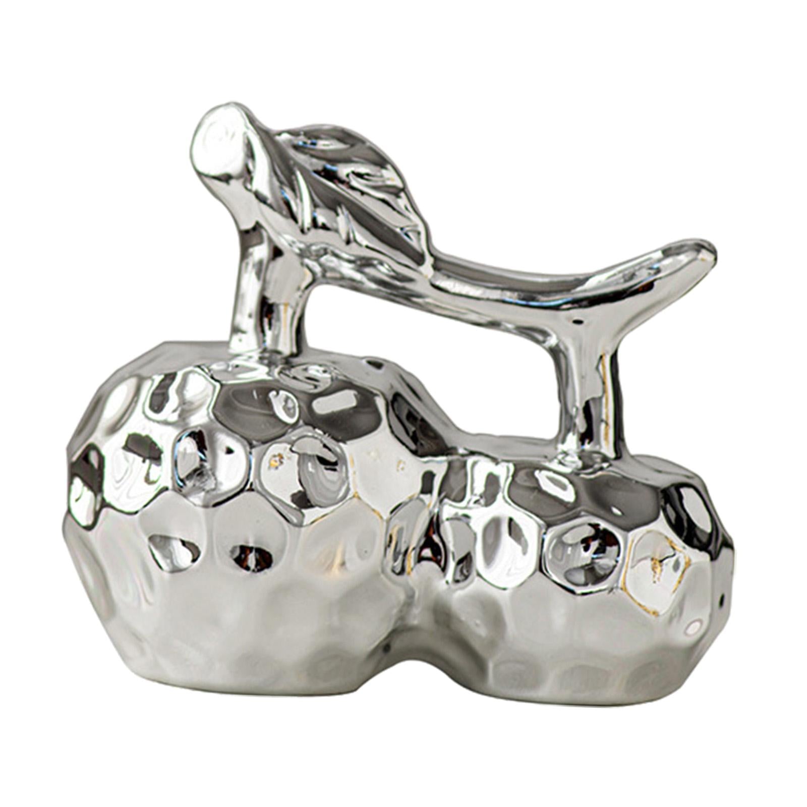 Apple Decoration Electroplated Crafts Fruit Statue for Home Bedroom Entryway Silvery S