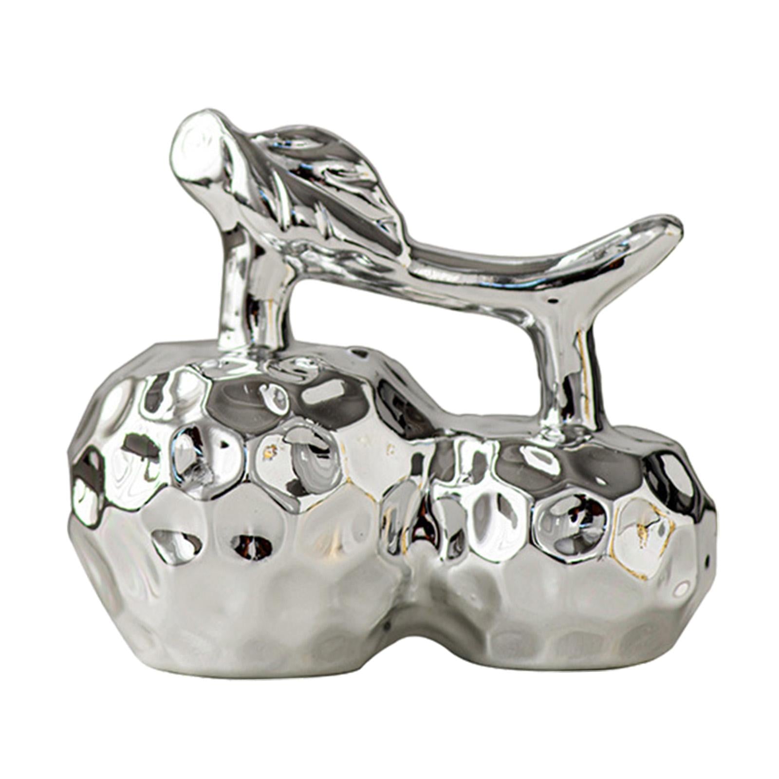 Apple Decoration Electroplated Crafts Fruit Statue for Home Bedroom Entryway Silvery S