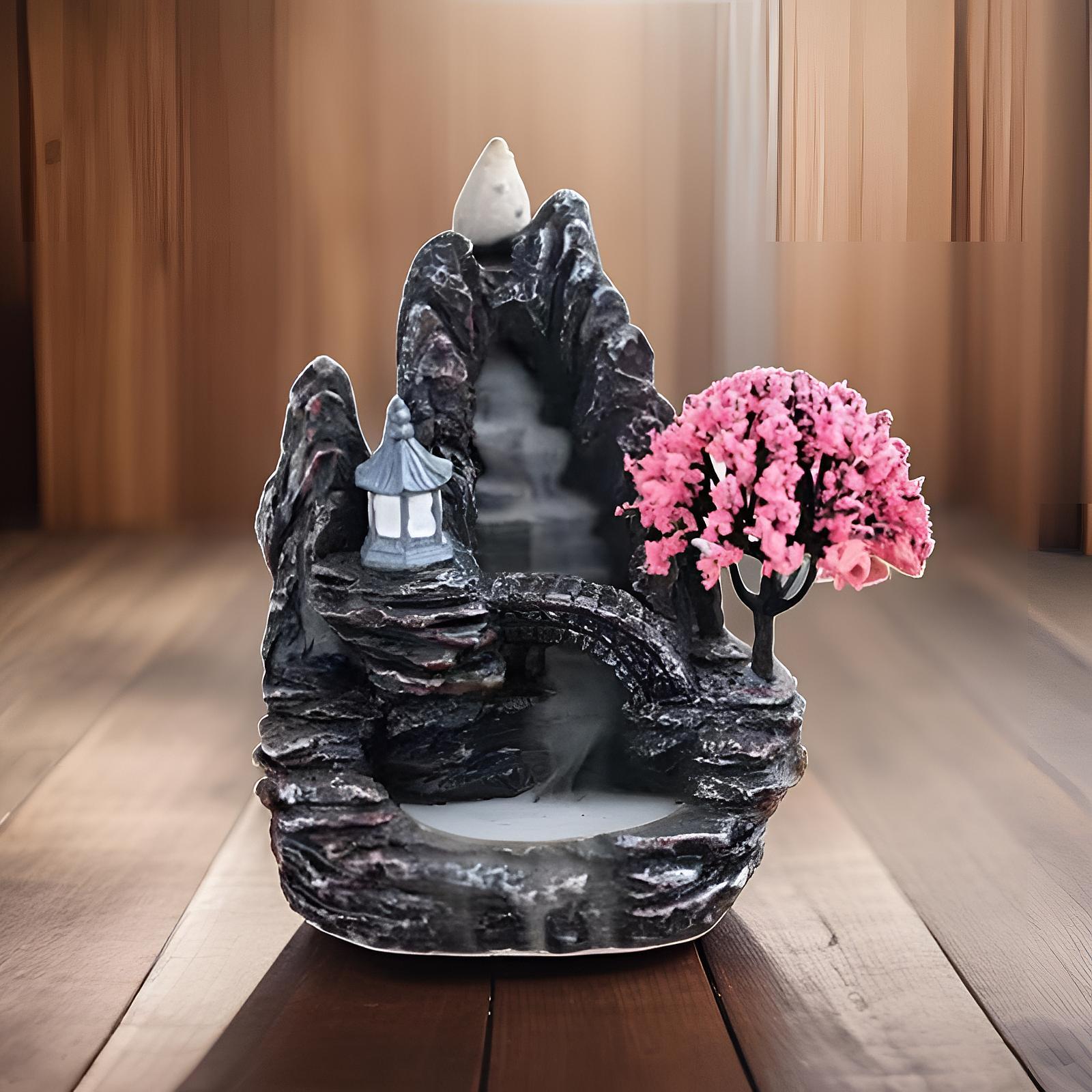 Mountain River Backflow Incense Burner Incense Cone Holder for Office Indoor