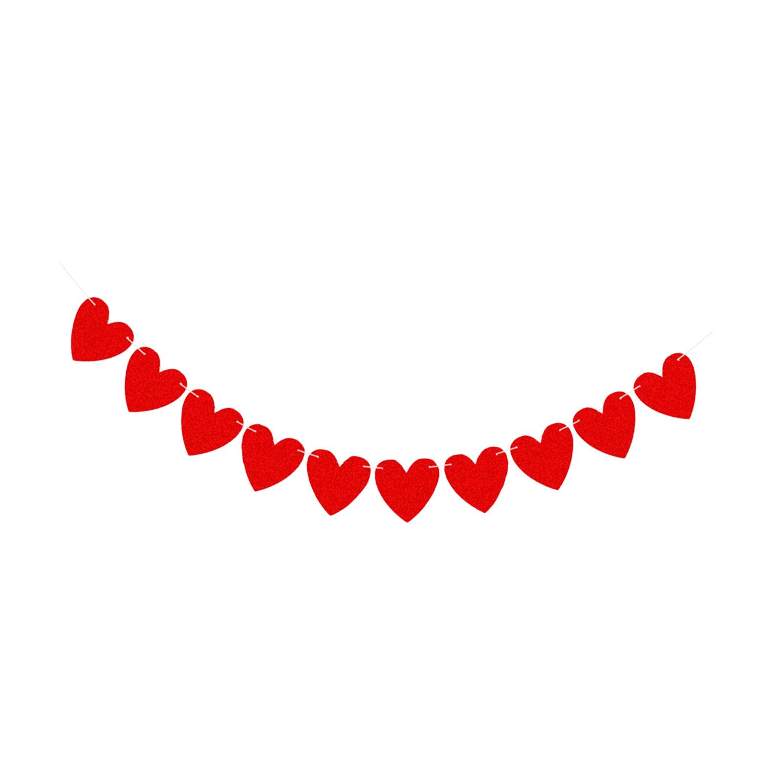 Red Felt Banner Valentines Day Decoration Decorative Garland for Anniversary Style B