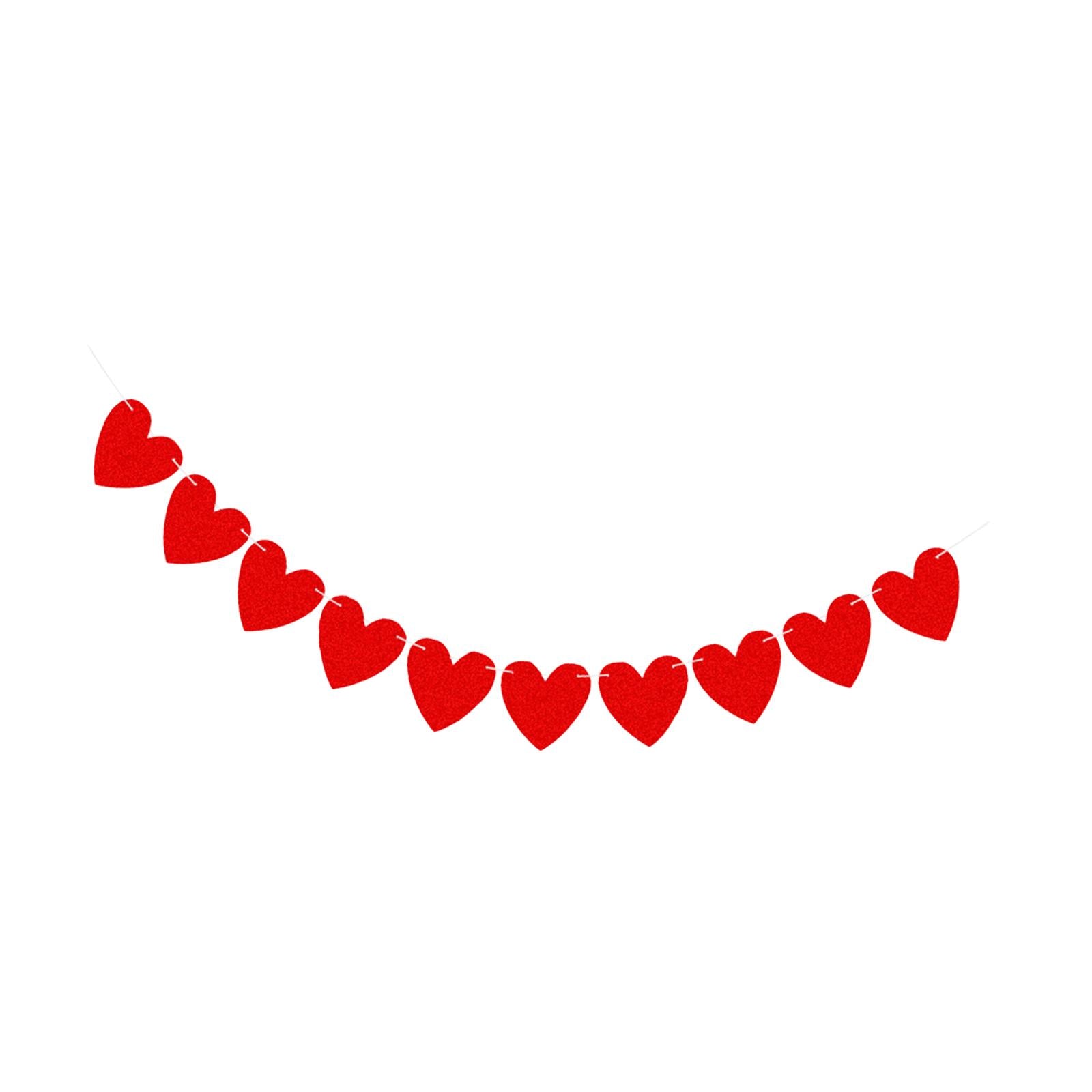 Red Felt Banner Valentines Day Decoration Decorative Garland for Anniversary Style B