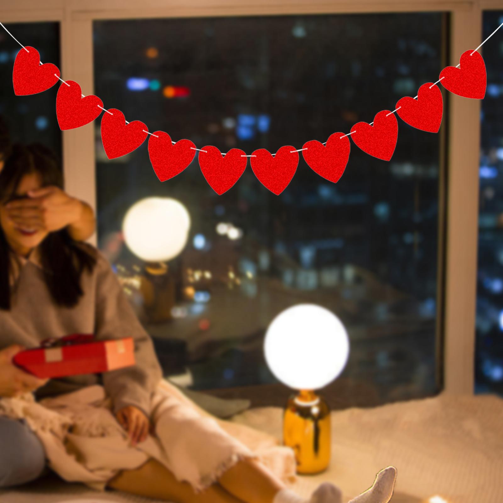 Red Felt Banner Valentines Day Decoration Decorative Garland for Anniversary Style B