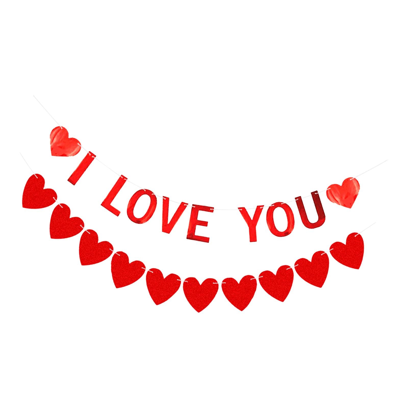 Red Felt Banner Valentines Day Decoration Decorative Garland for Anniversary Style C
