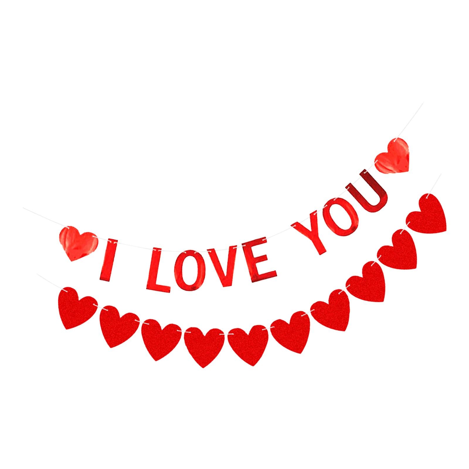 Red Felt Banner Valentines Day Decoration Decorative Garland for Anniversary Style C