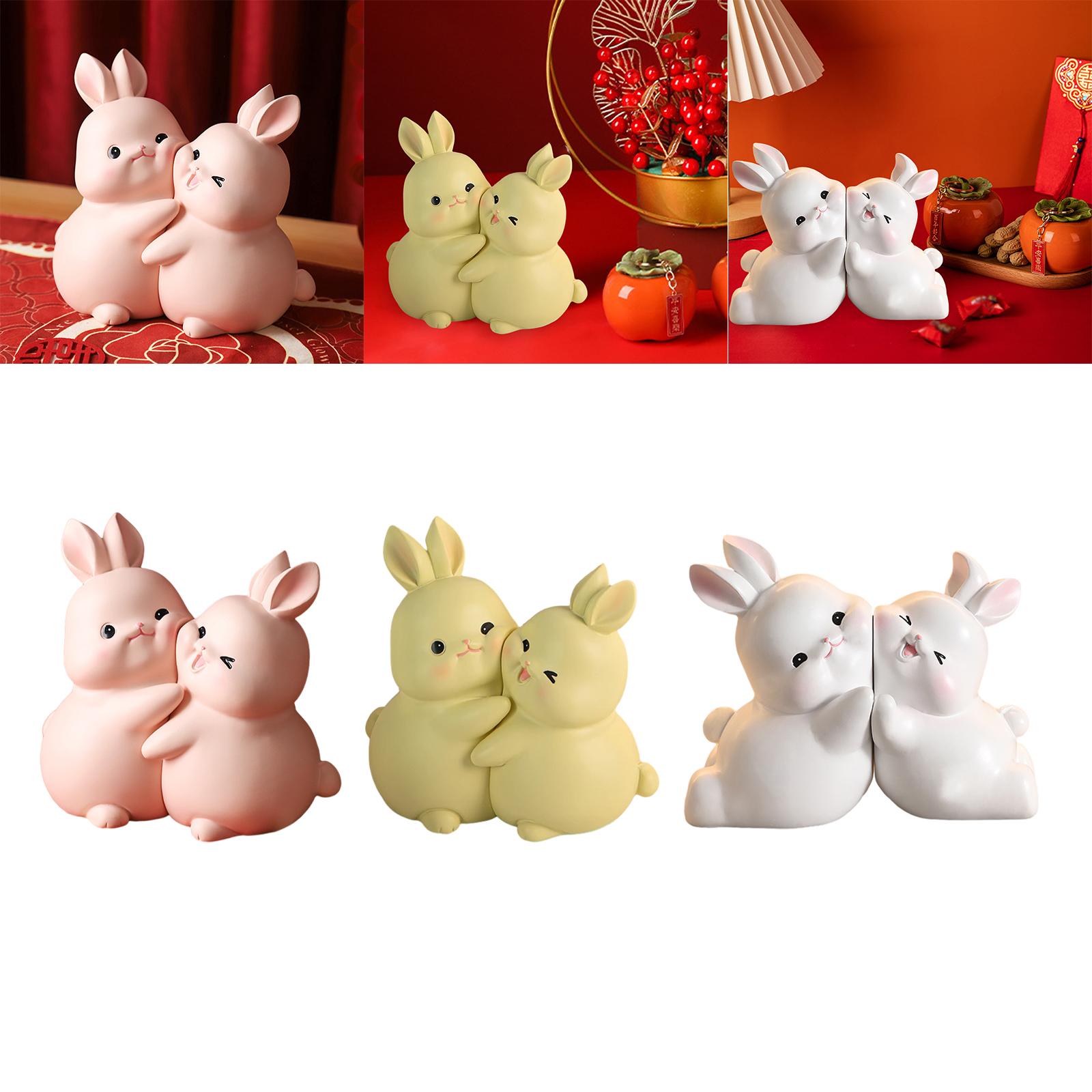 Rabbit Bookends Sculptures Cute Kids Bookends for Shelves Kids Rooms Cabinet pink