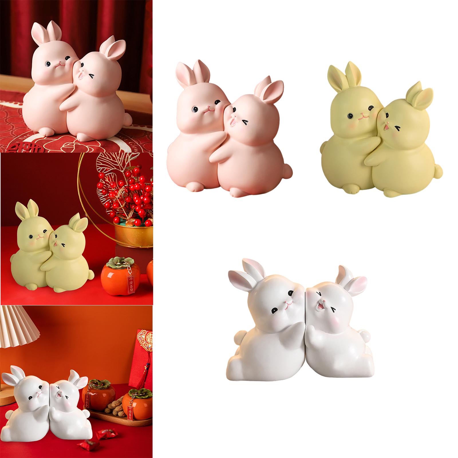 Rabbit Bookends Sculptures Cute Kids Bookends for Shelves Kids Rooms Cabinet pink