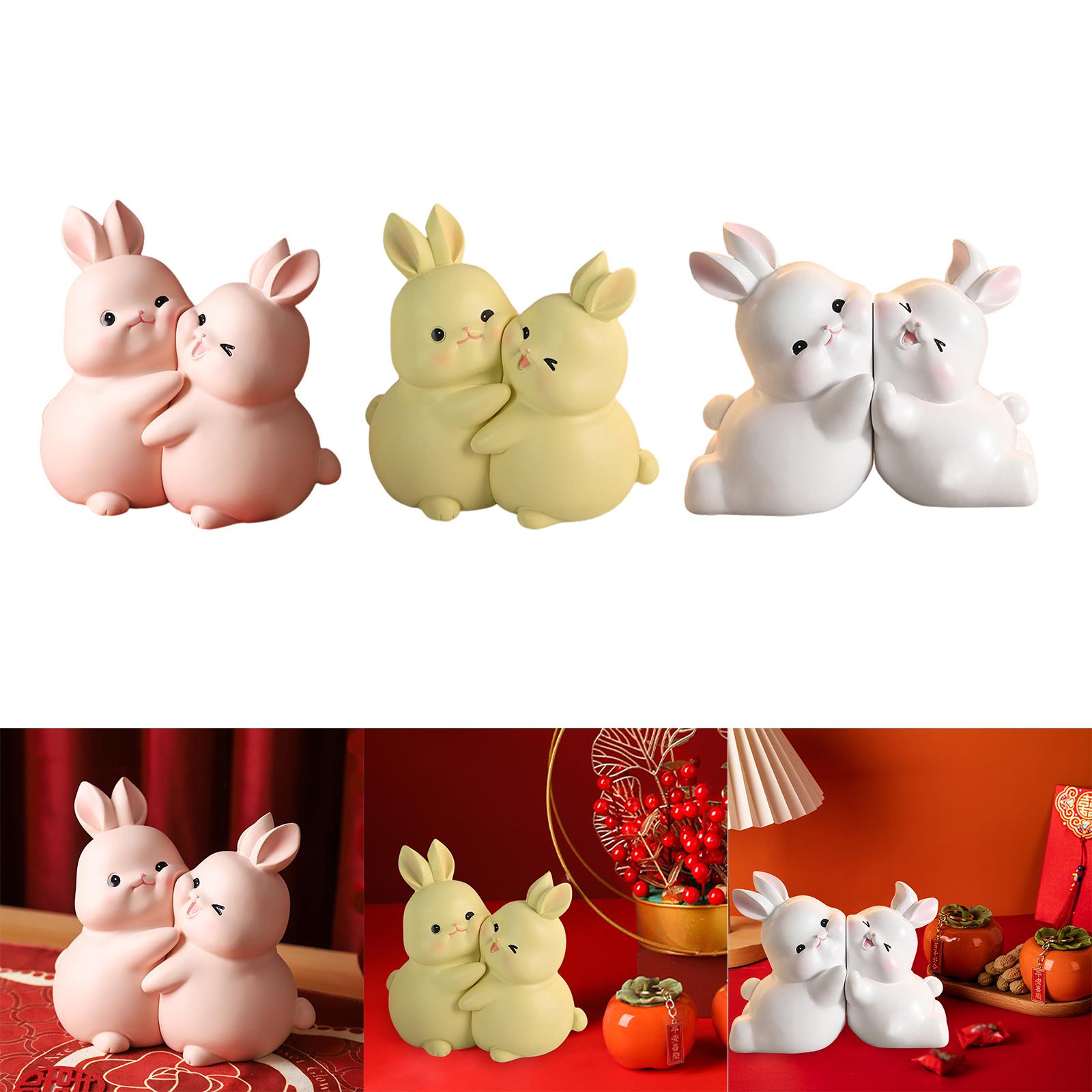 Rabbit Bookends Sculptures Cute Kids Bookends for Shelves Kids Rooms Cabinet pink