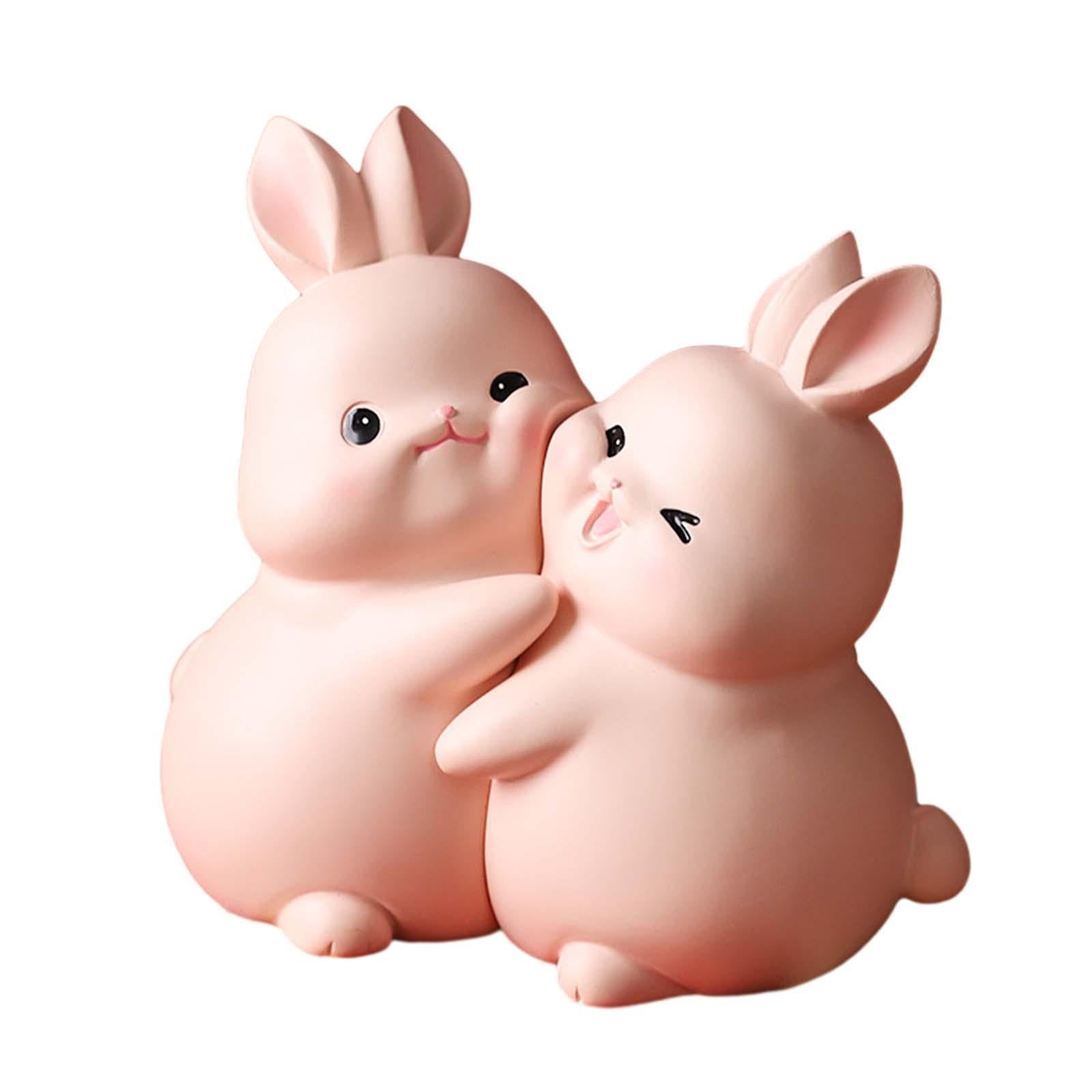 Rabbit Bookends Sculptures Cute Kids Bookends for Shelves Kids Rooms Cabinet pink