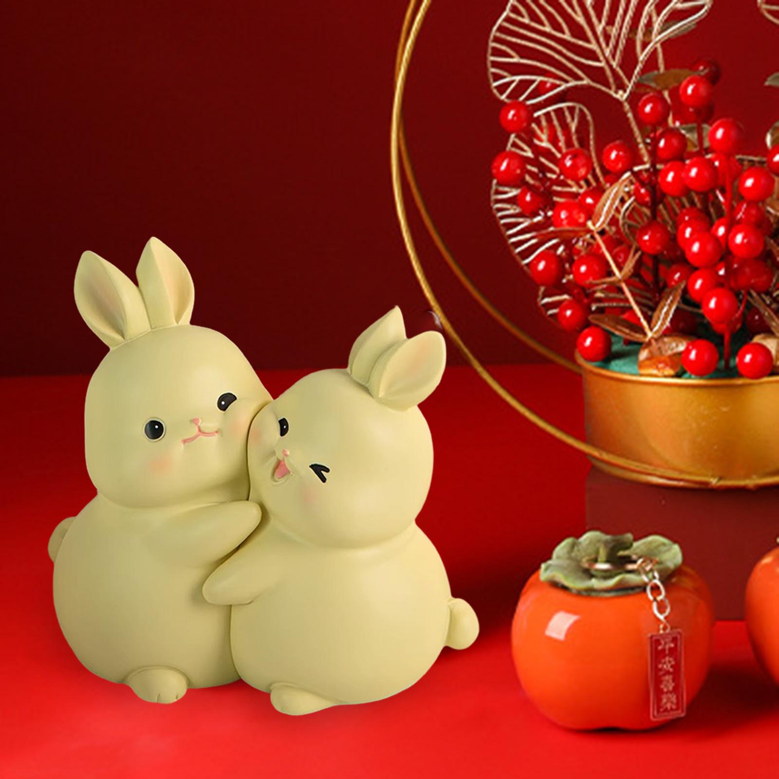Rabbit Bookends Sculptures Cute Kids Bookends for Shelves Kids Rooms Cabinet yellow
