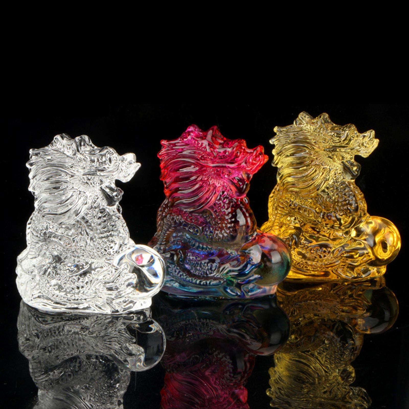 Chinese Dragon Statue Art Crystal Dragons Figurine for Home Decor Office Car Gold