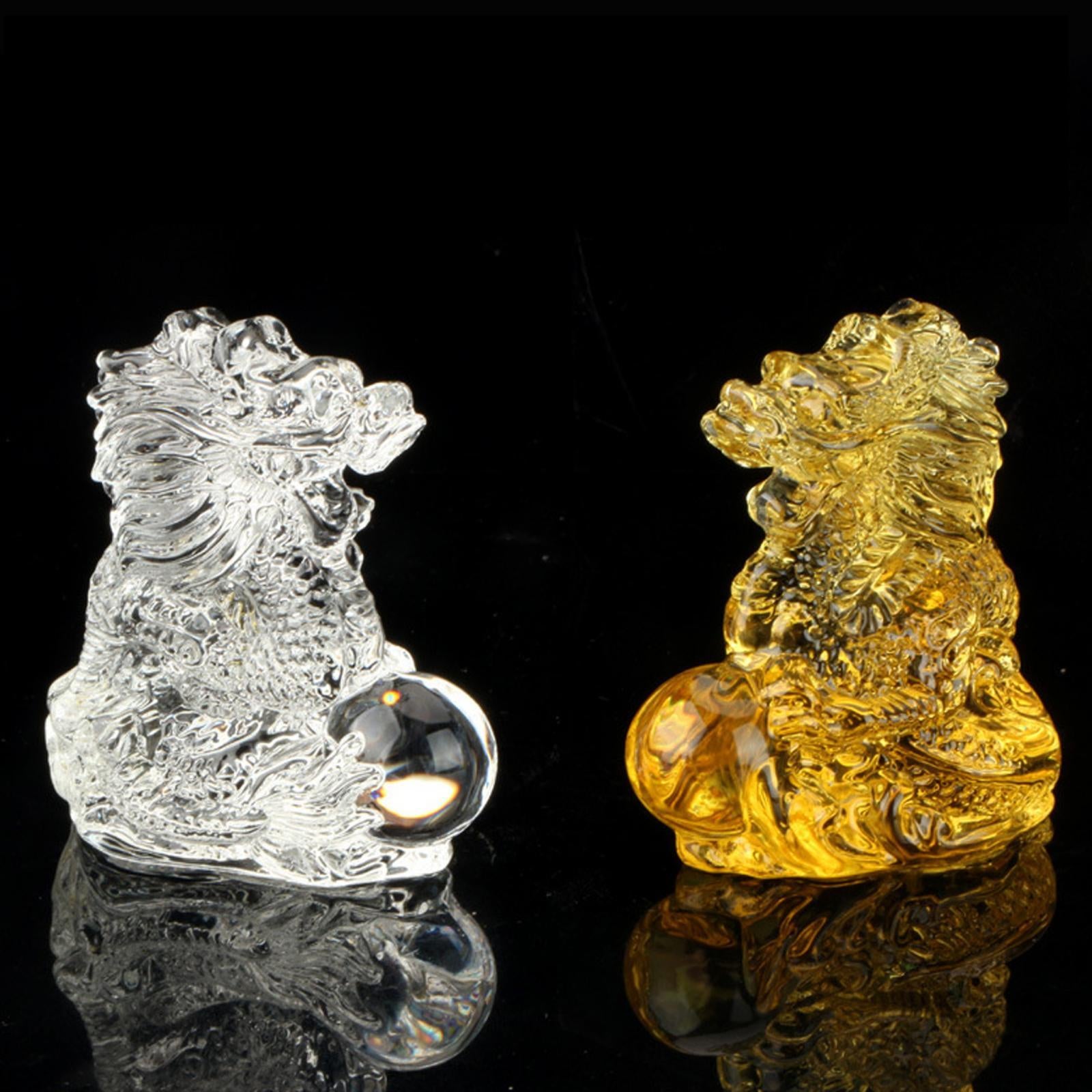 Chinese Dragon Statue Art Crystal Dragons Figurine for Home Decor Office Car White