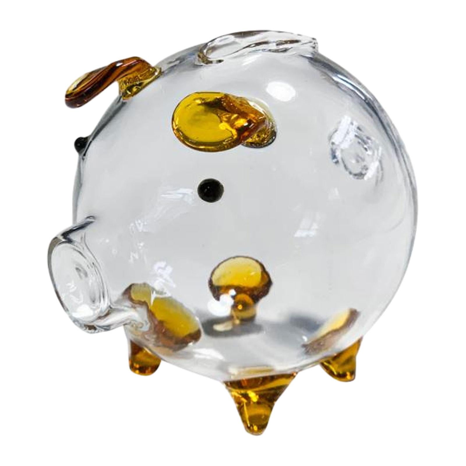 3xClear Glass Pig Piggy Bank Novelty Transparent Pig Piggy Bank Festival Gifts