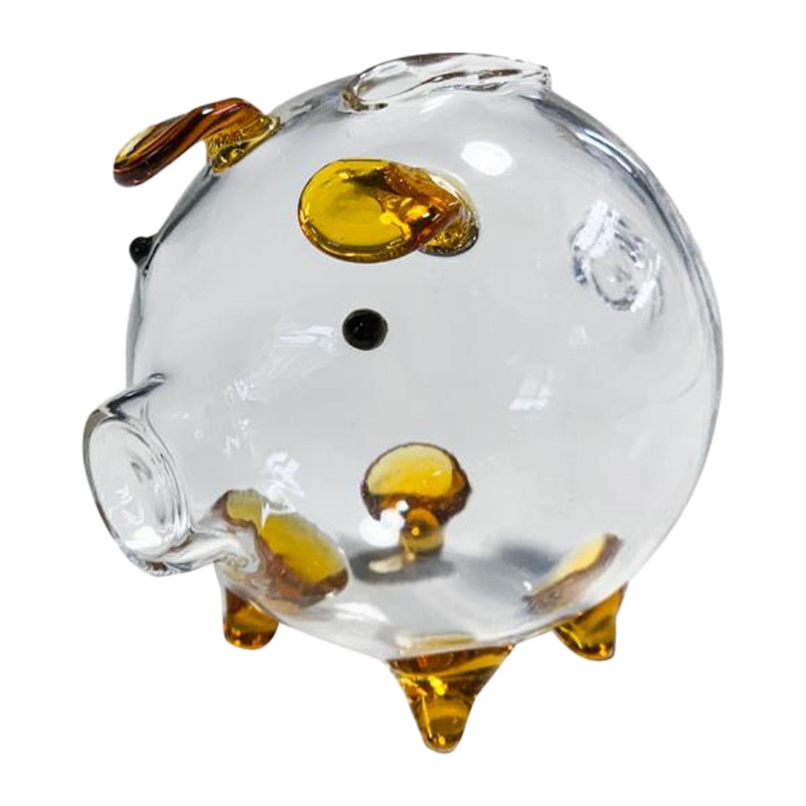 2xClear Glass Pig Piggy Bank Novelty Transparent Pig Piggy Bank Festival Gifts