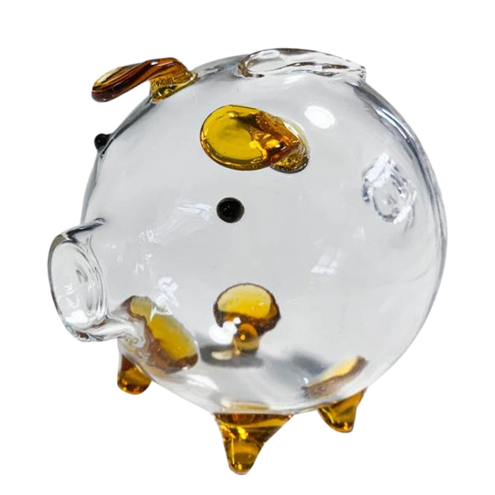 2xClear Glass Pig Piggy Bank Novelty Transparent Pig Piggy Bank Festival Gifts