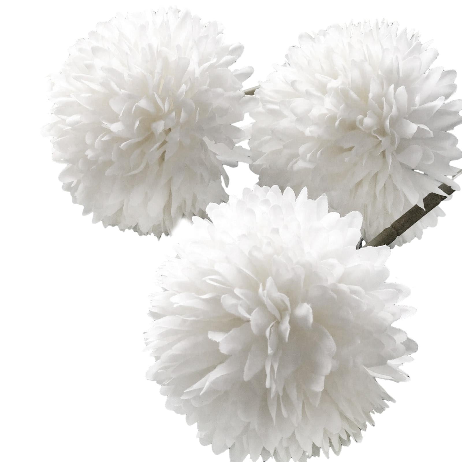 5x Artificial Fake Flower Silk Chrysanthemum Ball for Table House Decoration White