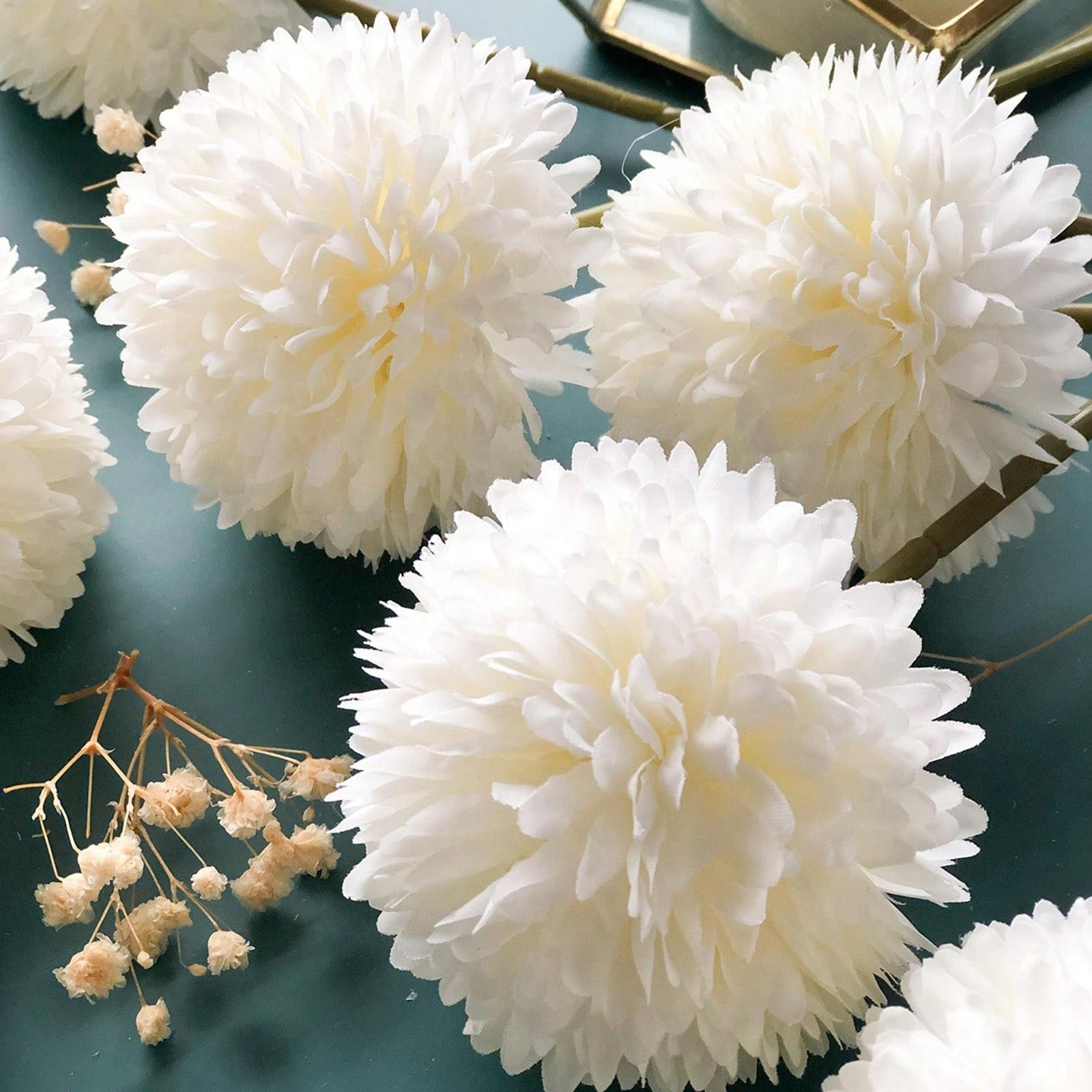 5x Artificial Fake Flower Silk Chrysanthemum Ball for Table House Decoration White