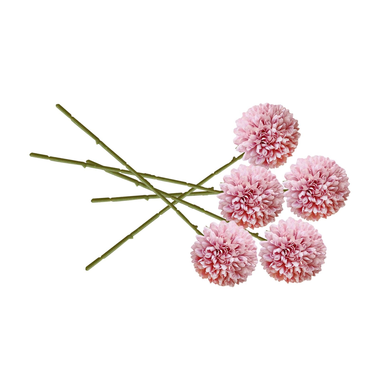 5x Artificial Fake Flower Silk Chrysanthemum Ball for Table House Decoration Purple Pink