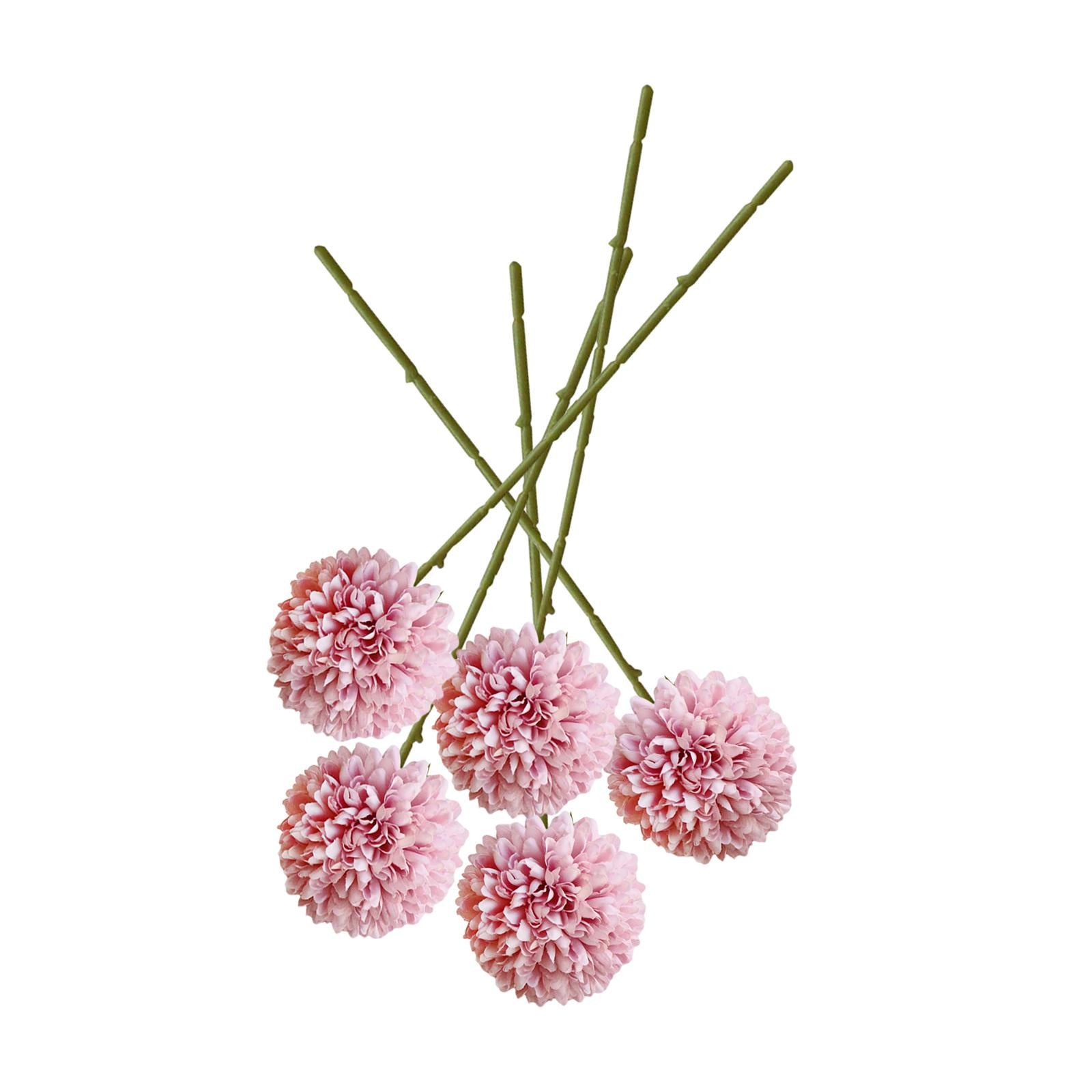 5x Artificial Fake Flower Silk Chrysanthemum Ball for Table House Decoration Purple Pink