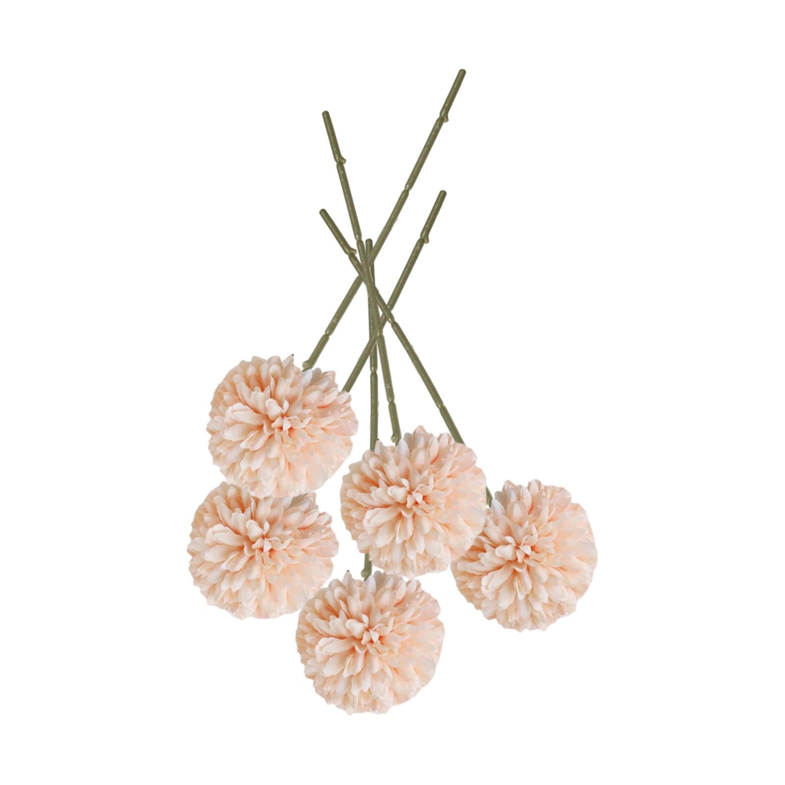 5x Artificial Fake Flower Silk Chrysanthemum Ball for Table House Decoration Champagne