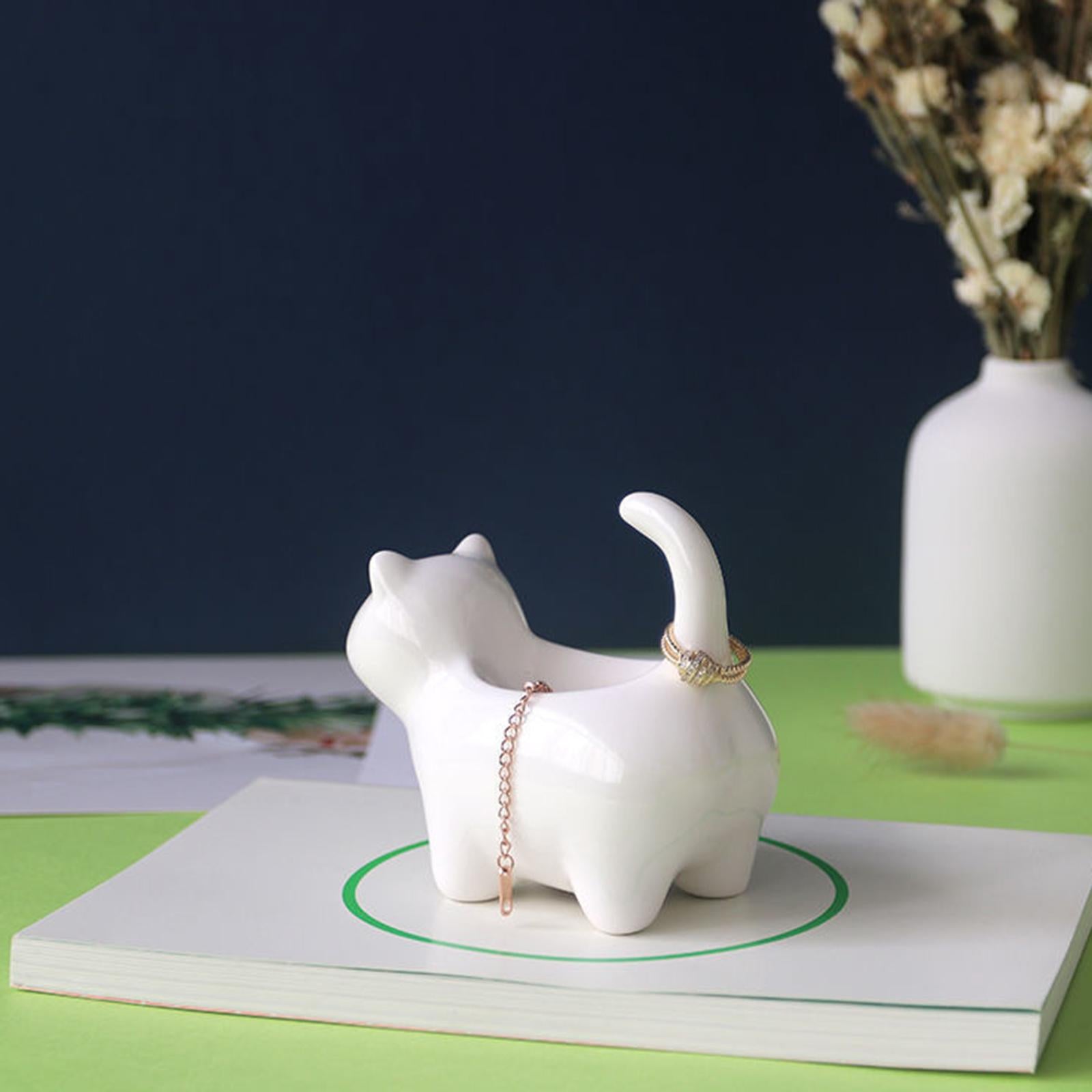Ring Holder Handmade Holidays Wedding Cat Statue for Office Bathroom Bedroom