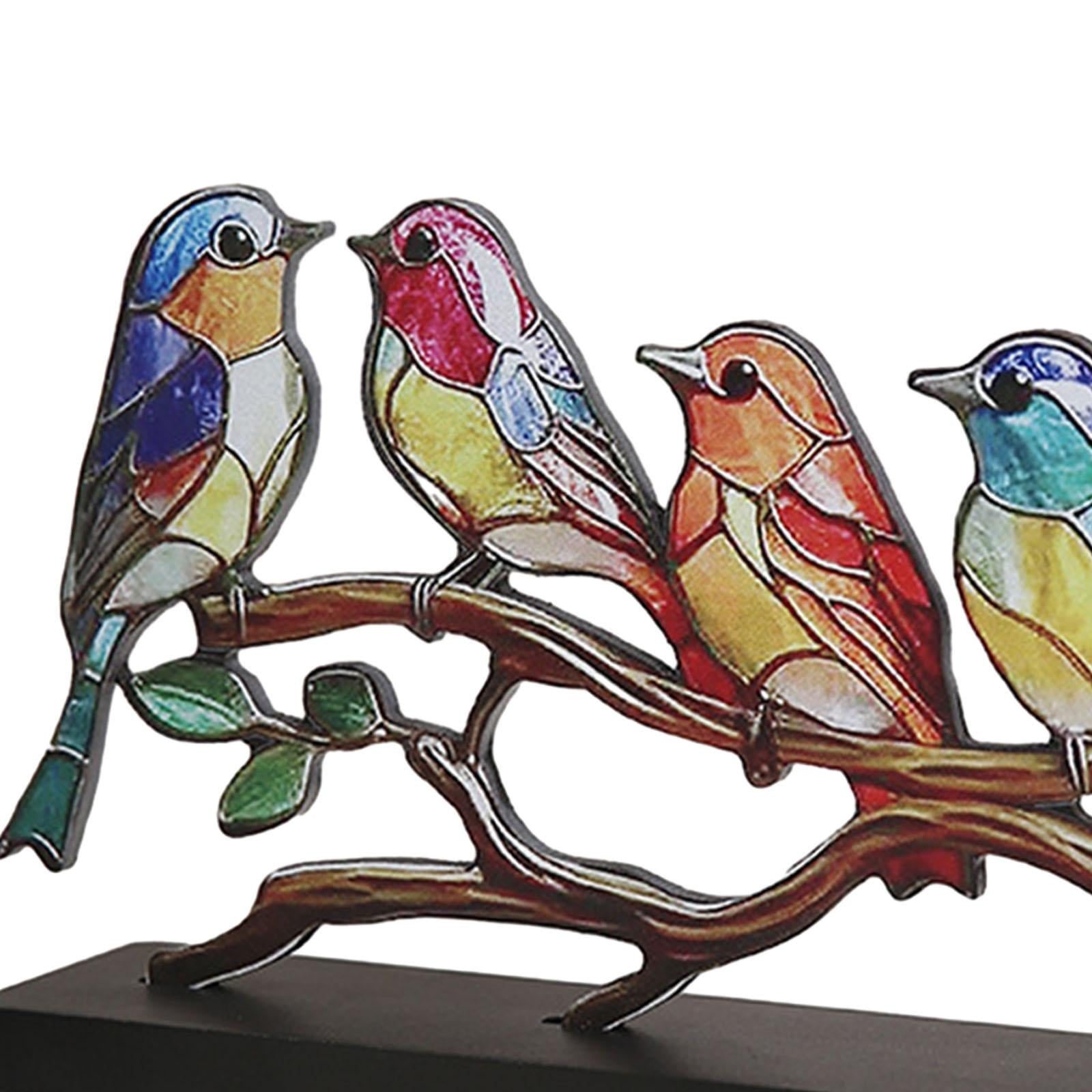 Birds on Branch Tabletop Ornament Bird Statue for Bedroom Entrance Fireplace 5 Birds
