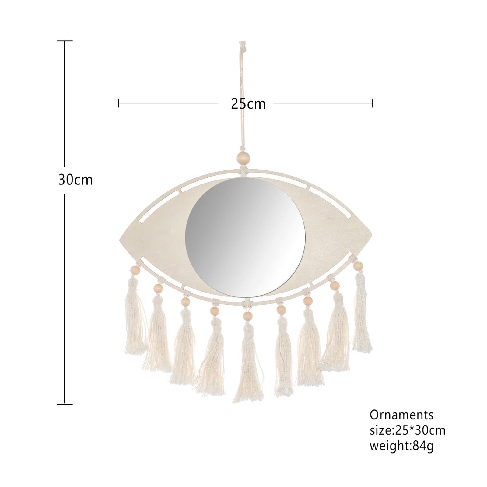 Macrame Mirror Macrame Fringe Decorative Mirror for Living Room Bedroom Dorm Round