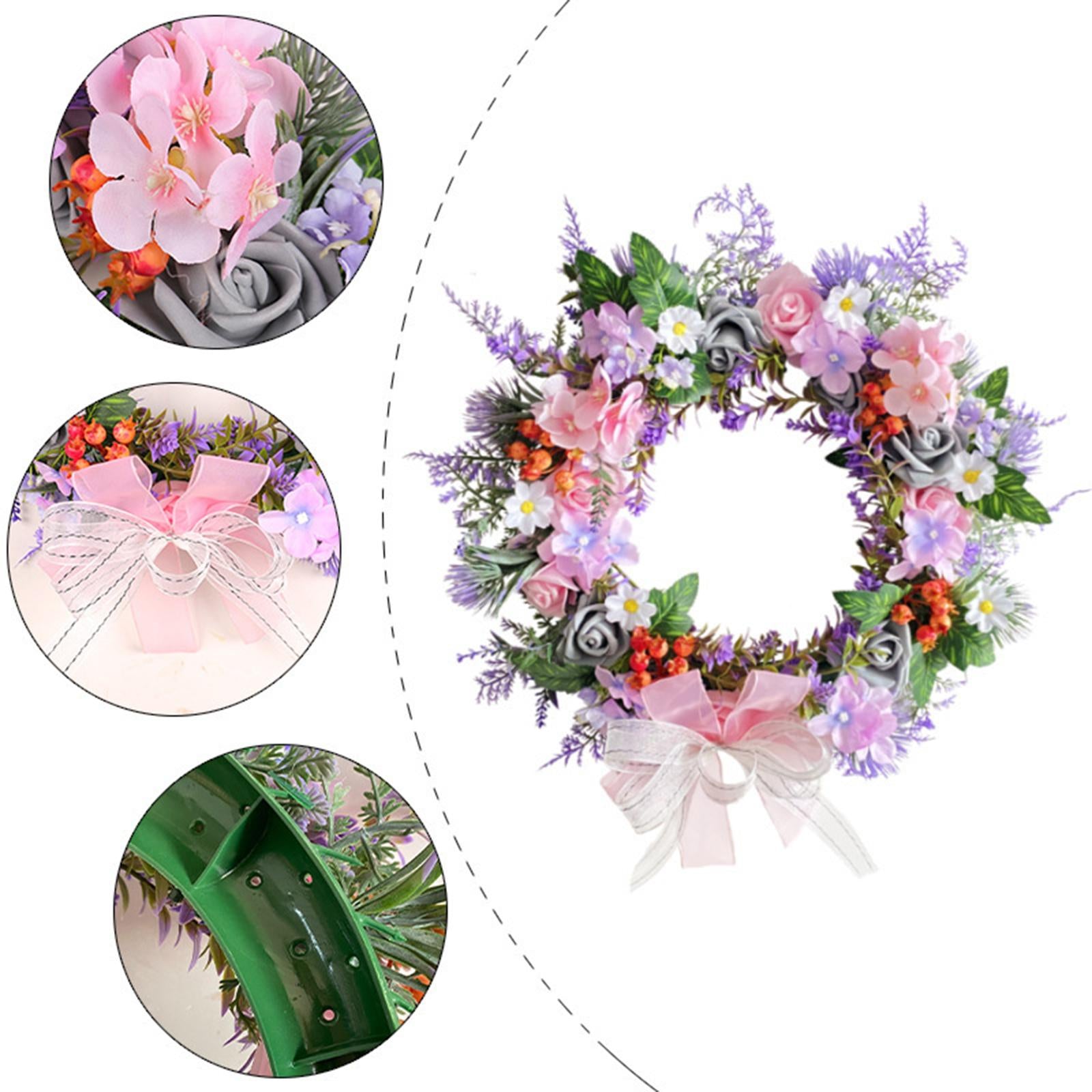 Artificial Green Leaves Wreath with Bowknot Wreath for Farmhouse Office Wall