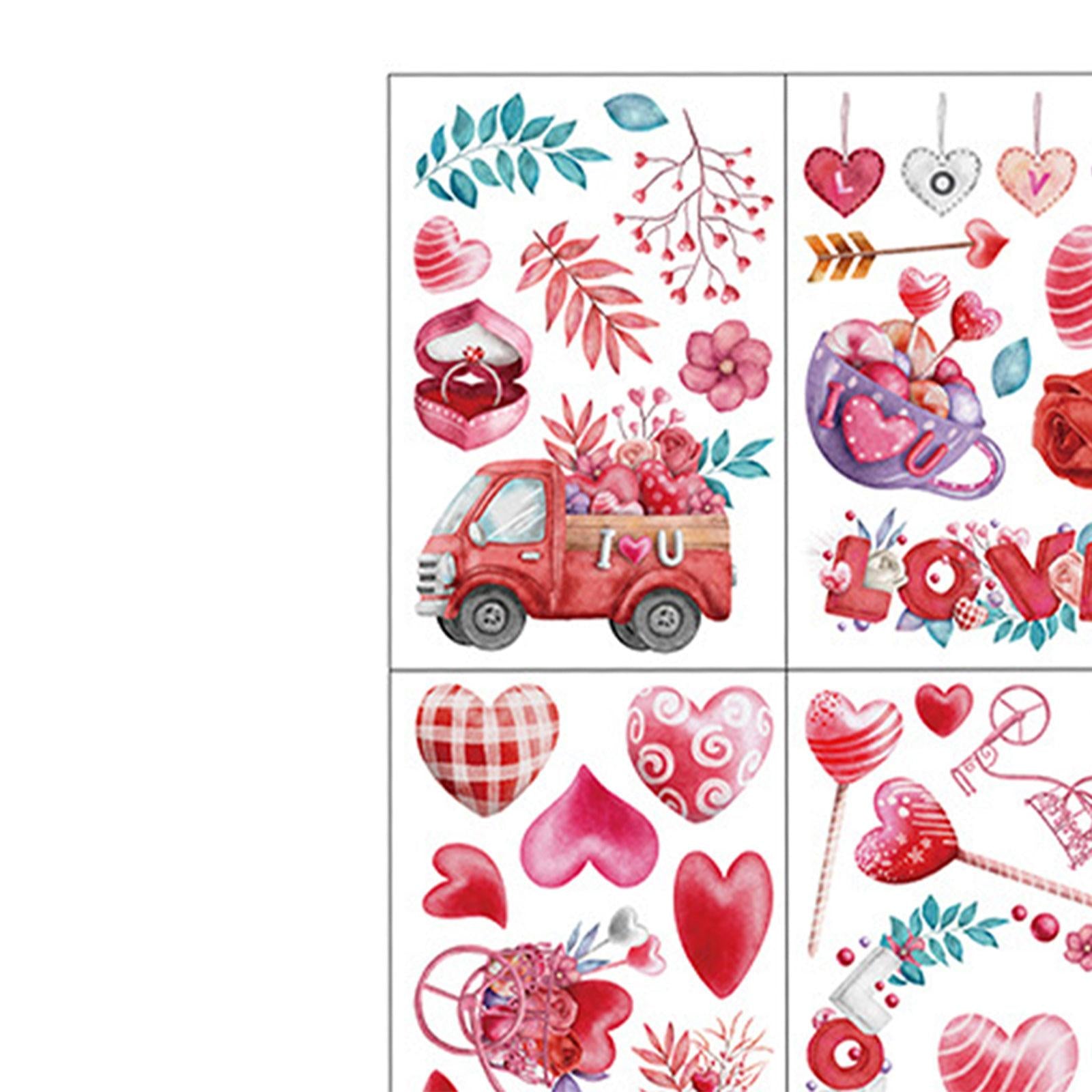 9 Pieces Valentine's Day Window Clings Heart Valentines Day Gifts for Office