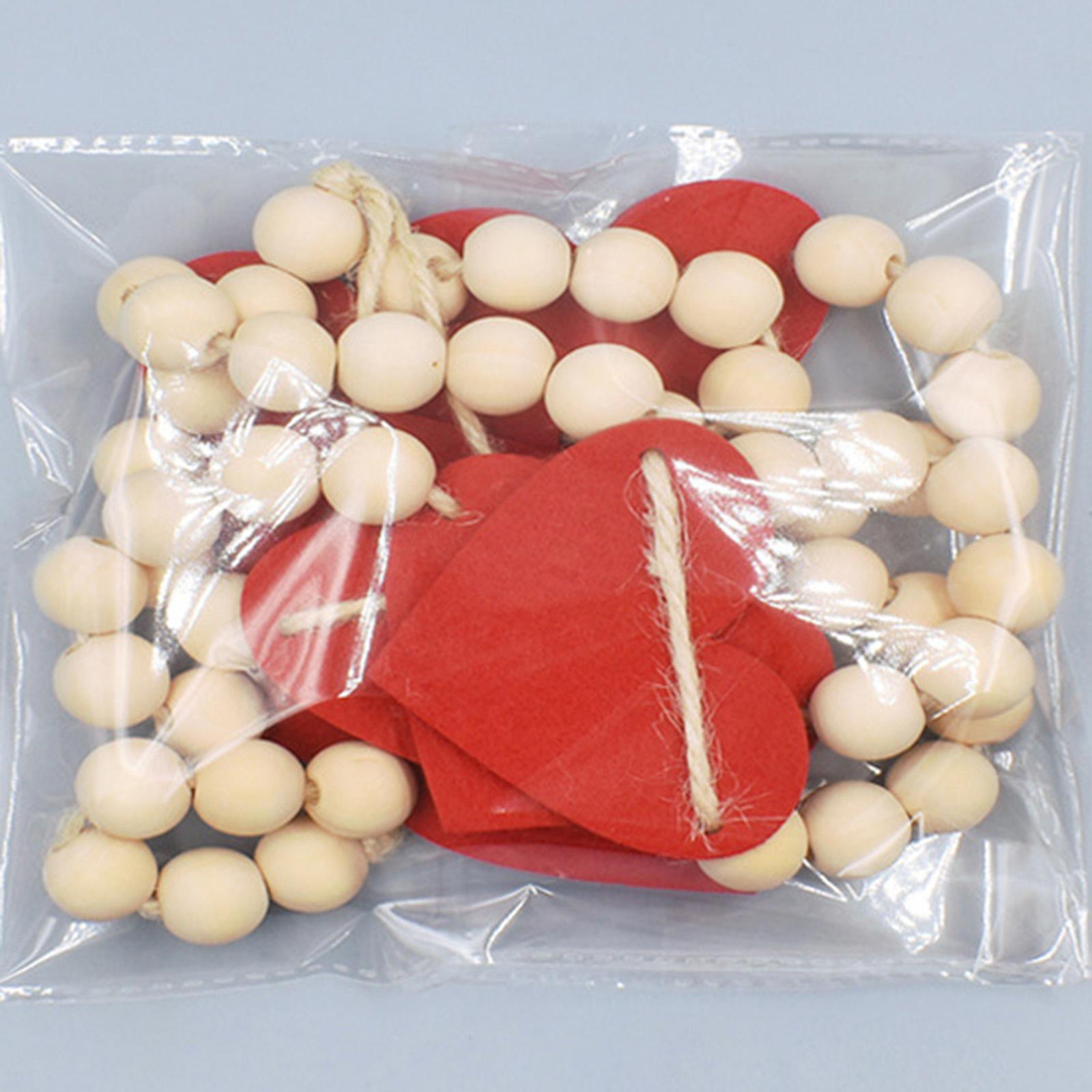 Heart Beads Love Knots Craft Rustic Valentine Wood Bead for Garland DIY Home