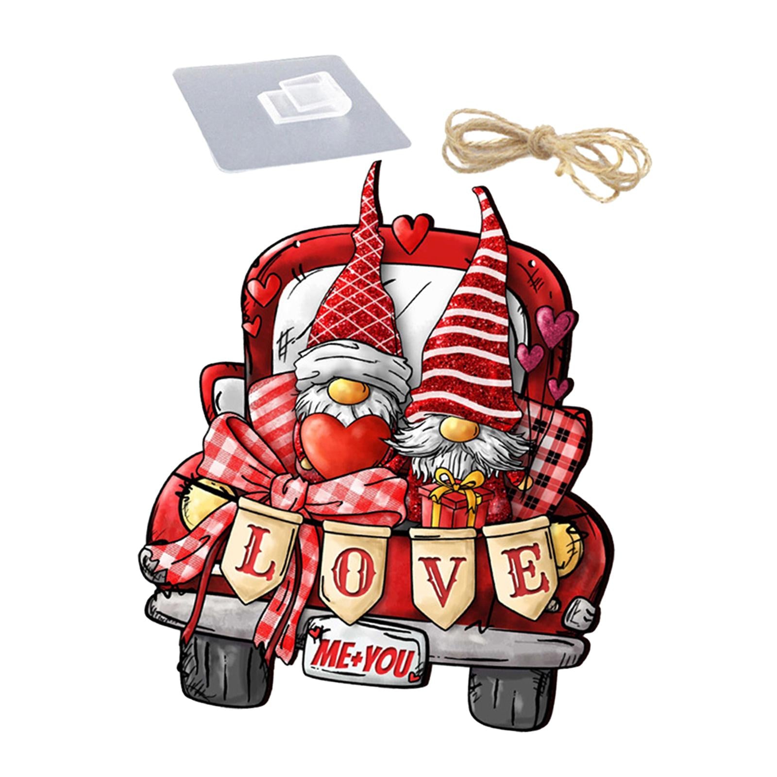 Valentine Gnome Door Sign Hanging Decoration for Window Valentine's Day Wall Style B