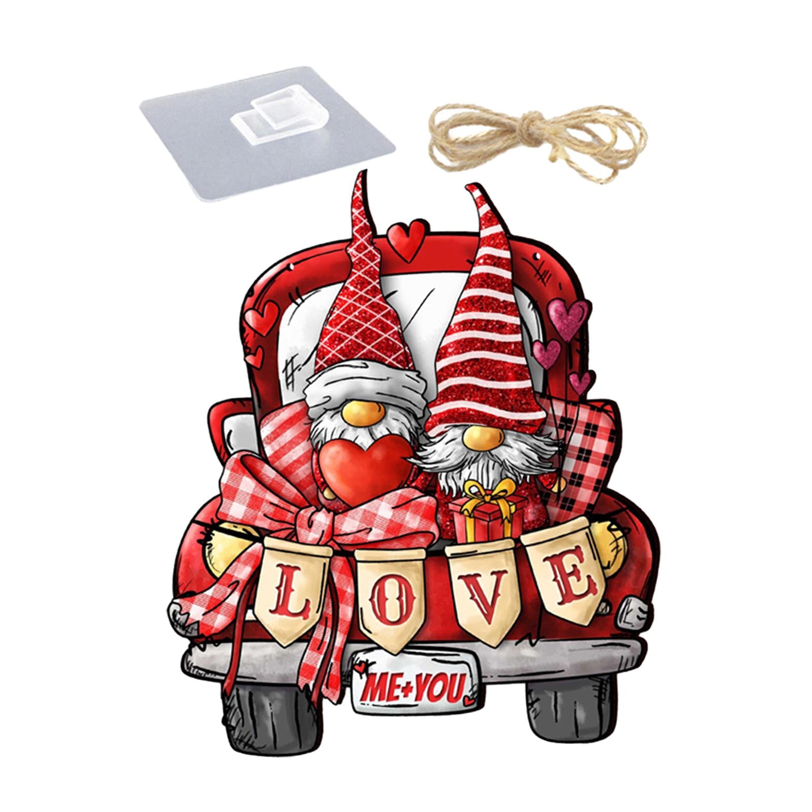 Valentine Gnome Door Sign Hanging Decoration for Window Valentine's Day Wall Style B