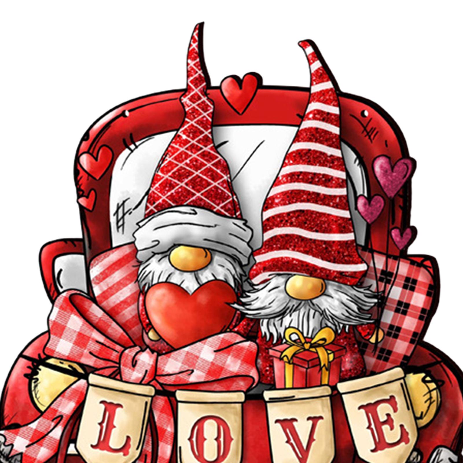 Valentine Gnome Door Sign Hanging Decoration for Window Valentine's Day Wall Style B