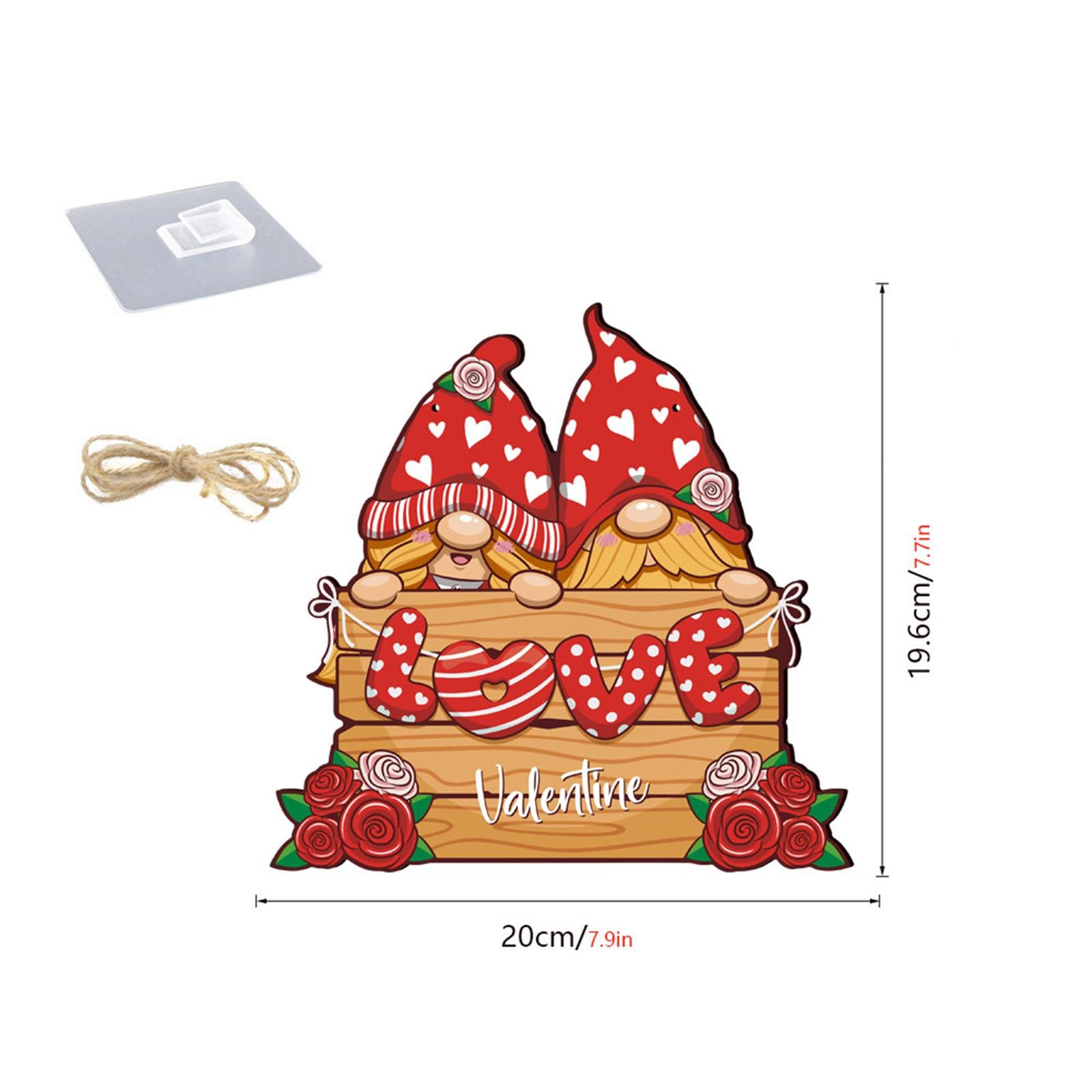 Valentine Gnome Door Sign Hanging Decoration for Window Valentine's Day Wall Style C