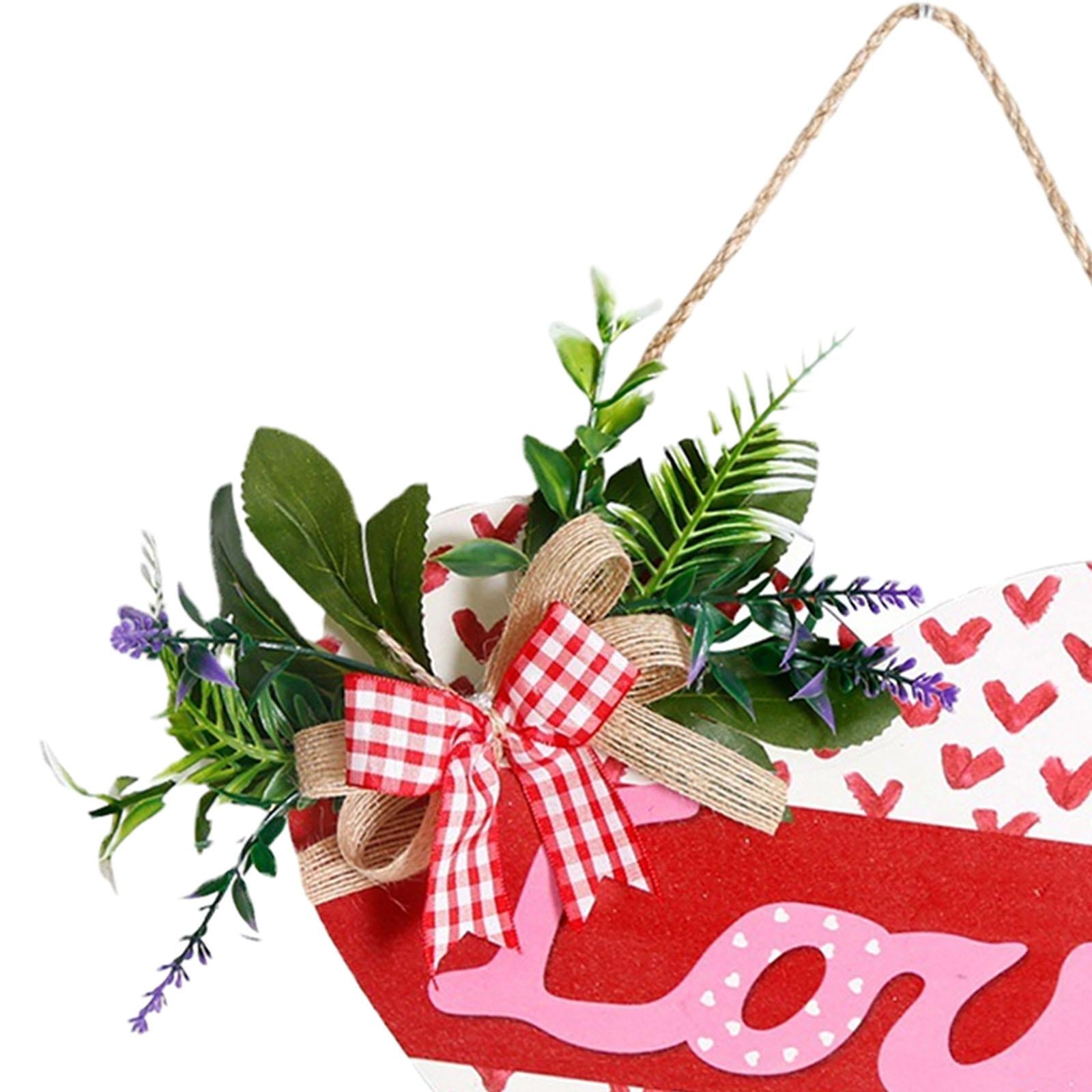 Wooden Hanging Sign Valentine's Day Decoration Heart Shape for Festival Wall Style B