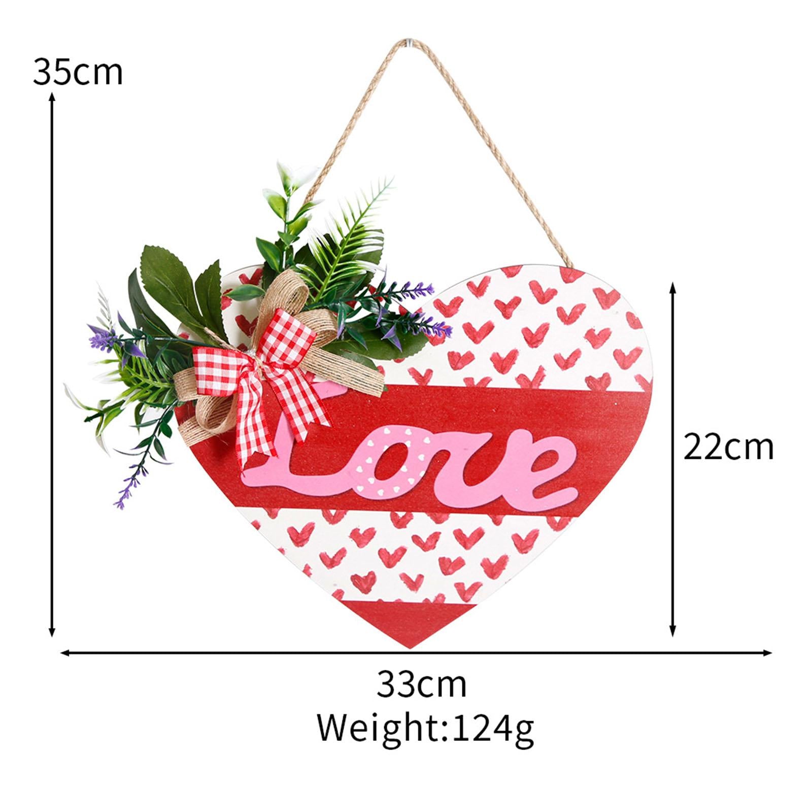 Wooden Hanging Sign Valentine's Day Decoration Heart Shape for Festival Wall Style B
