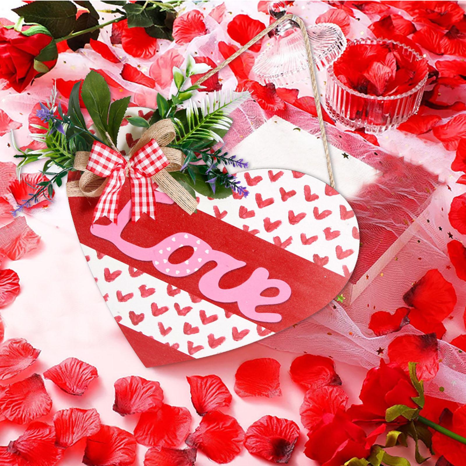 Wooden Hanging Sign Valentine's Day Decoration Heart Shape for Festival Wall Style B
