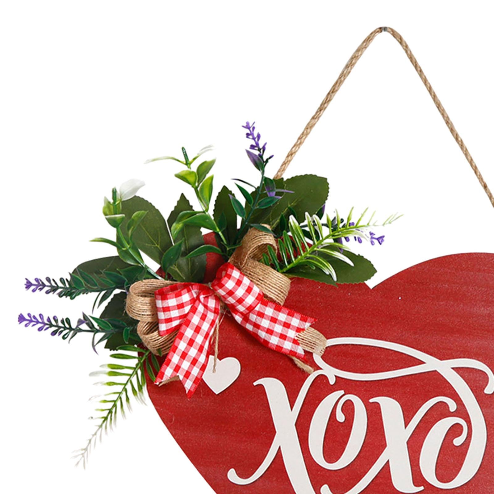 Wooden Hanging Sign Valentine's Day Decoration Heart Shape for Festival Wall Style C