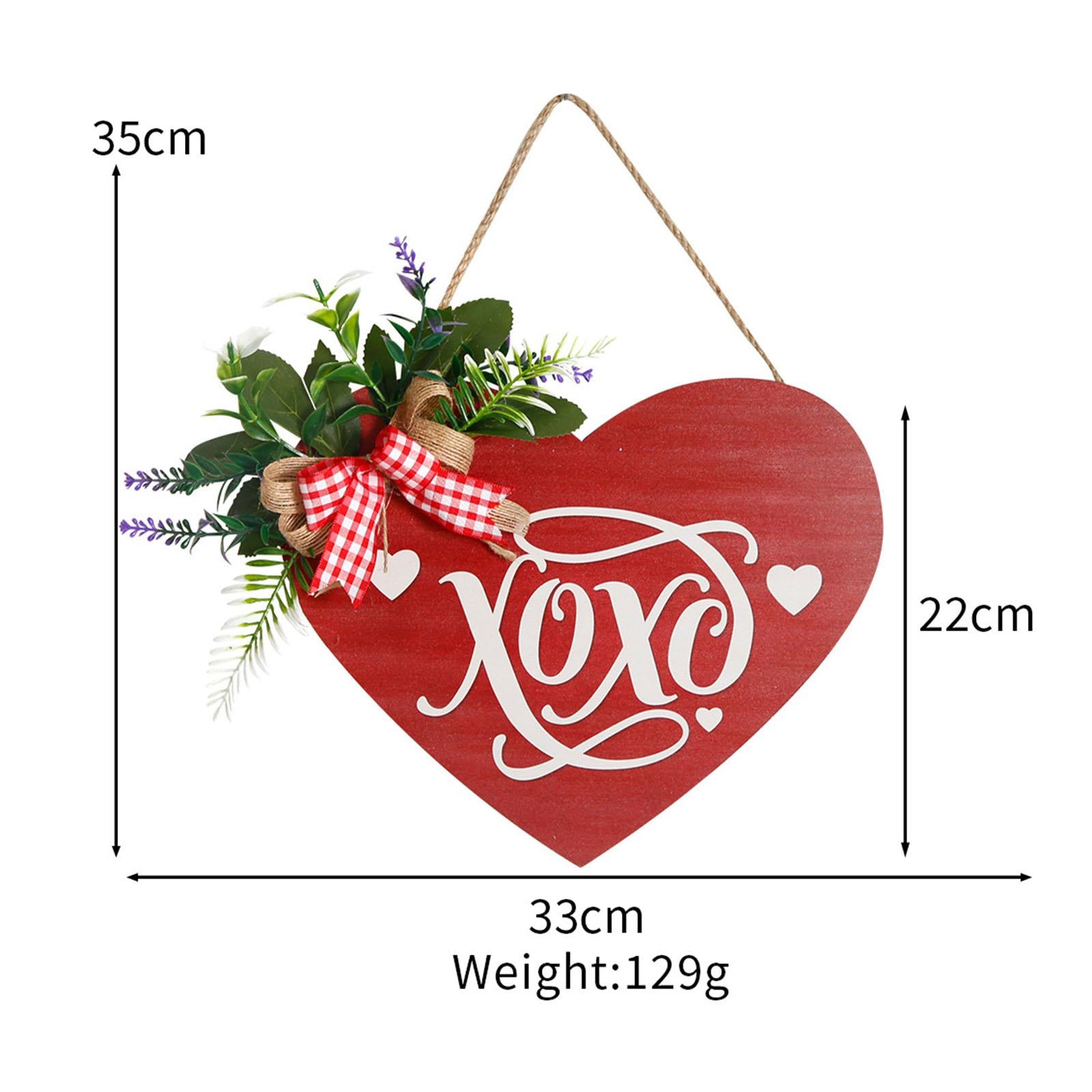 Wooden Hanging Sign Valentine's Day Decoration Heart Shape for Festival Wall Style C