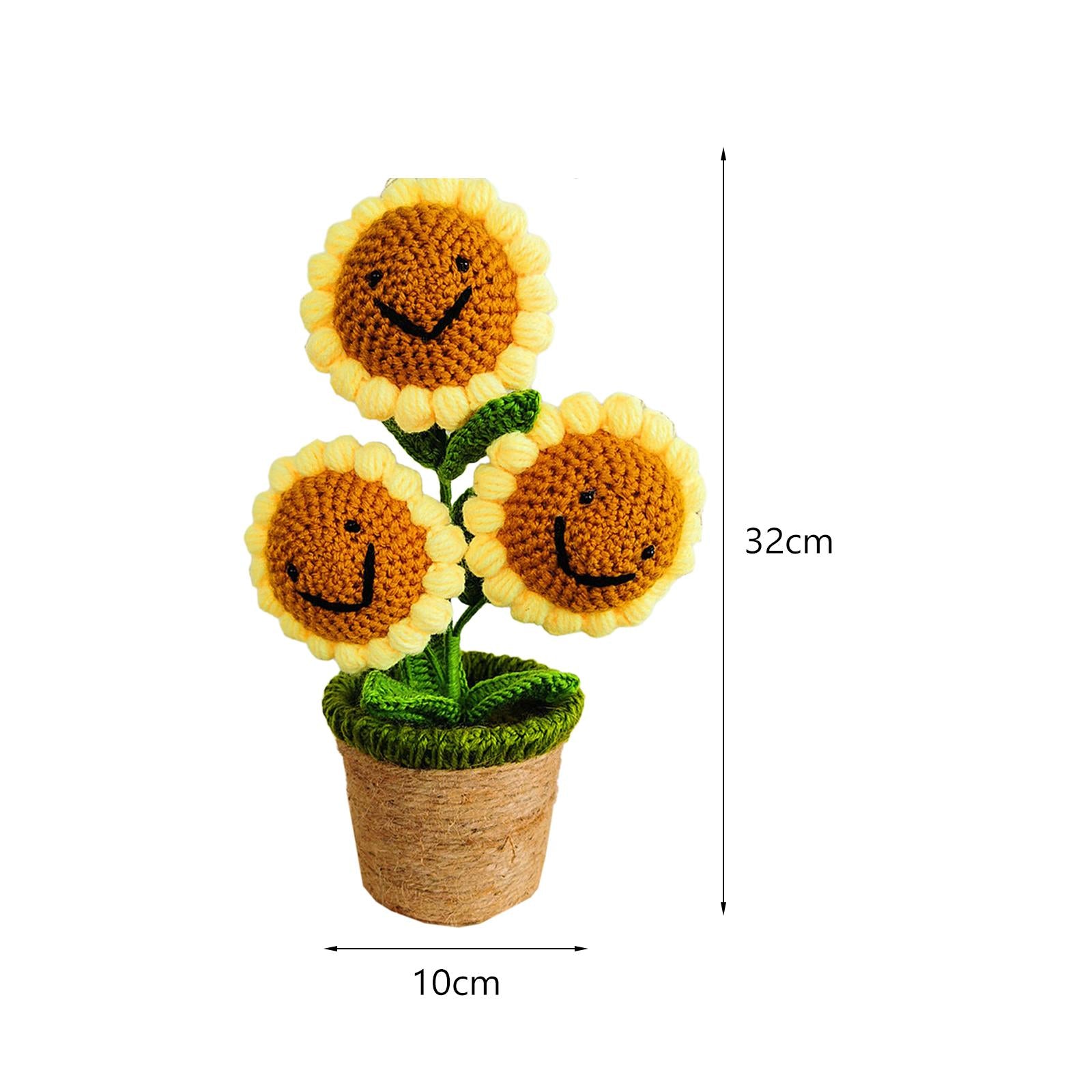 Crochet Potted Flower Eternal Blessing Handcrafted for Bathroom Desk Outdoor 3 Sunflower
