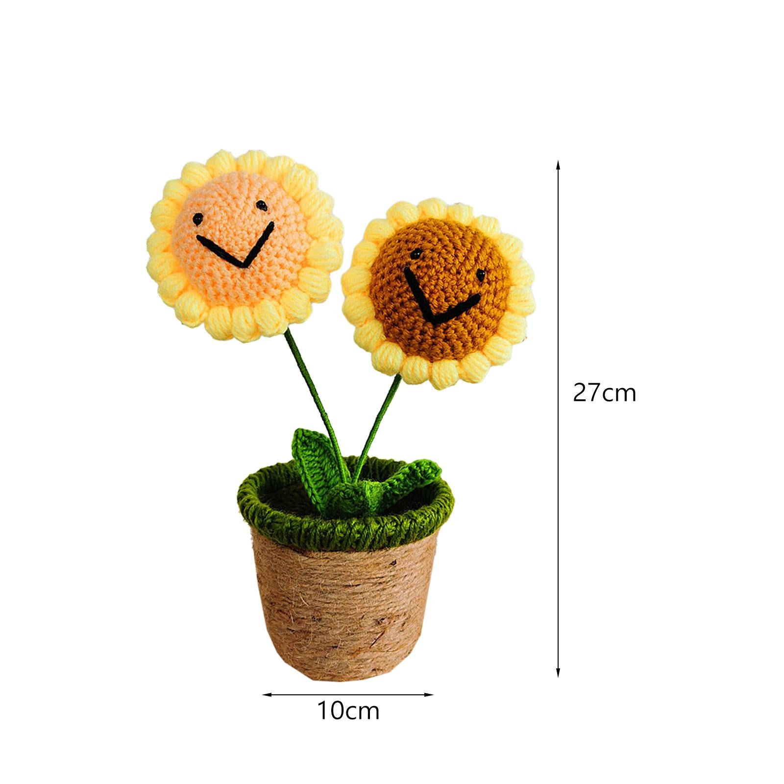 Crochet Potted Flower Eternal Blessing Handcrafted for Bathroom Desk Outdoor 2 Sunflower
