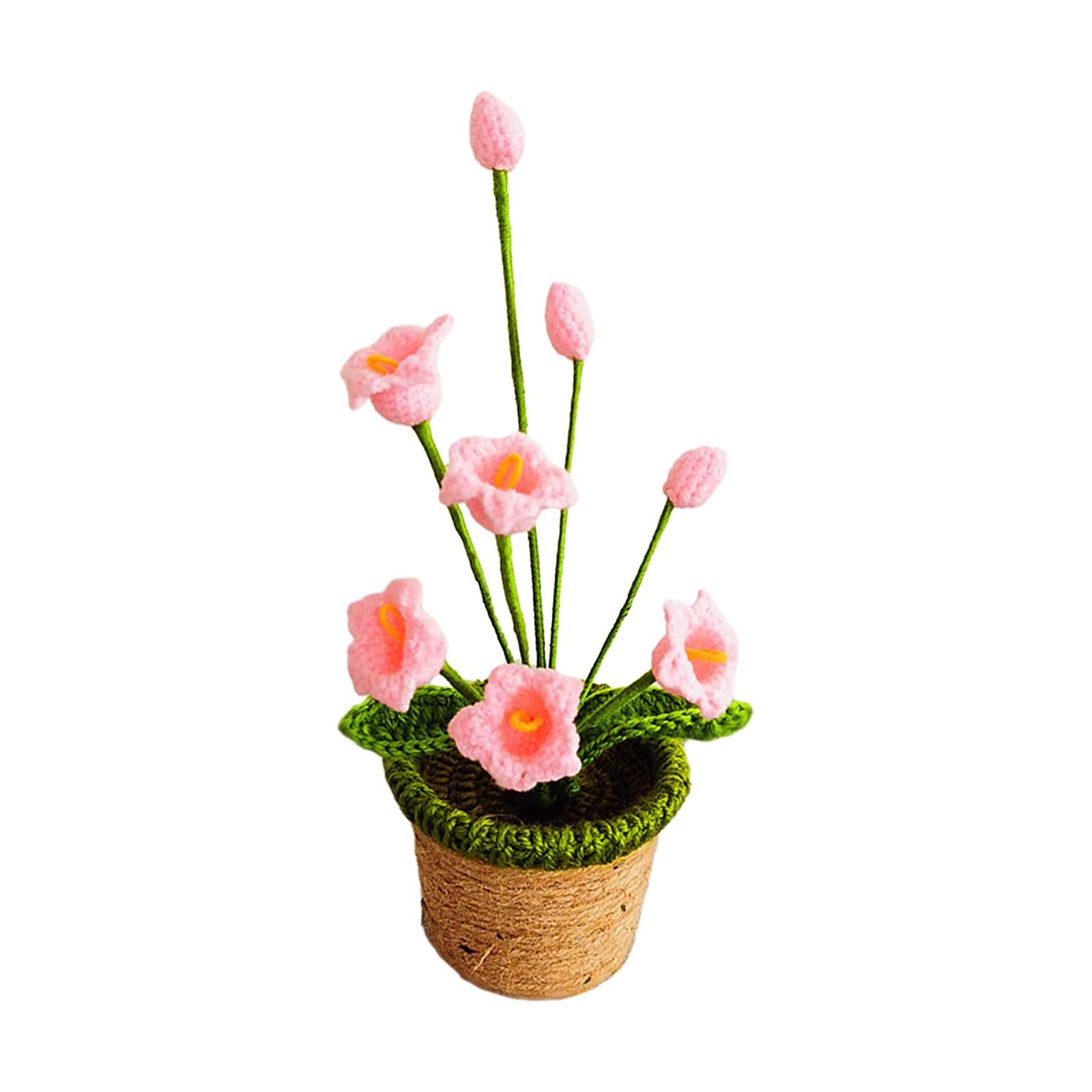 Crochet Potted Flower Eternal Blessing Handcrafted for Bathroom Desk Outdoor Bell orchid