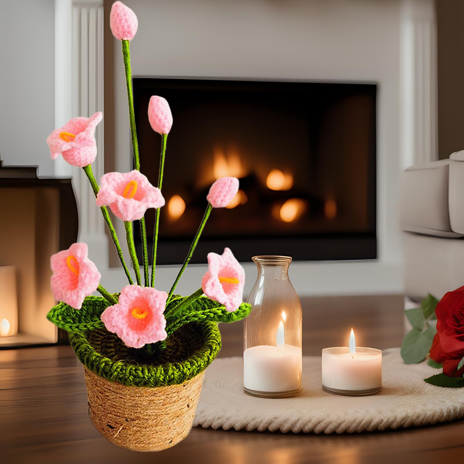 Crochet Potted Flower Eternal Blessing Handcrafted for Bathroom Desk Outdoor Bell orchid