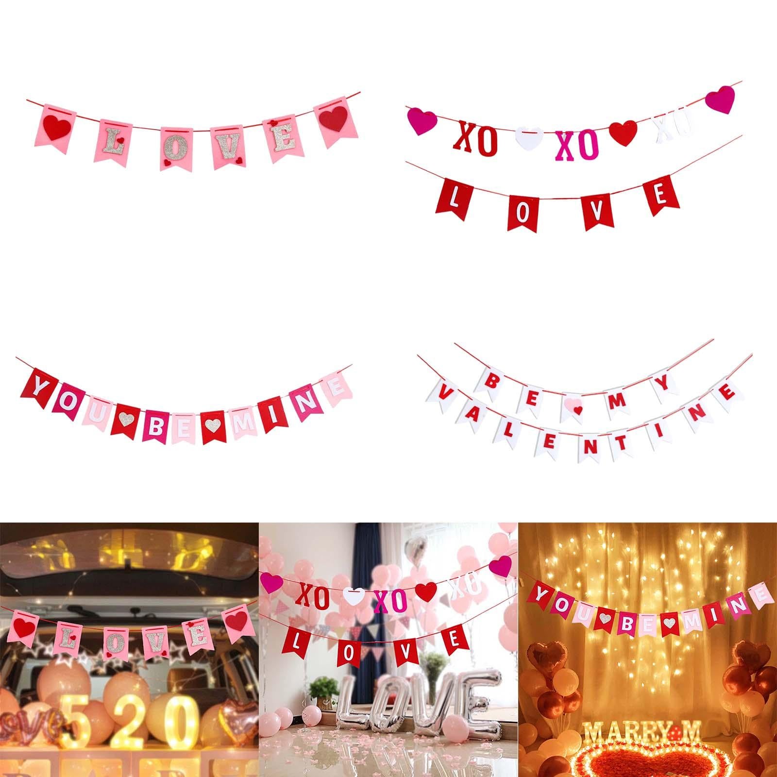 Valentines Day Burlap Banner Valentines Heart Banner for Birthday Home Party LOVE