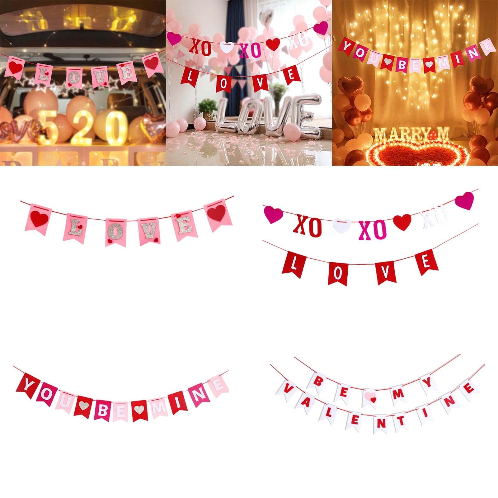 Valentines Day Burlap Banner Valentines Heart Banner for Birthday Home Party LOVE