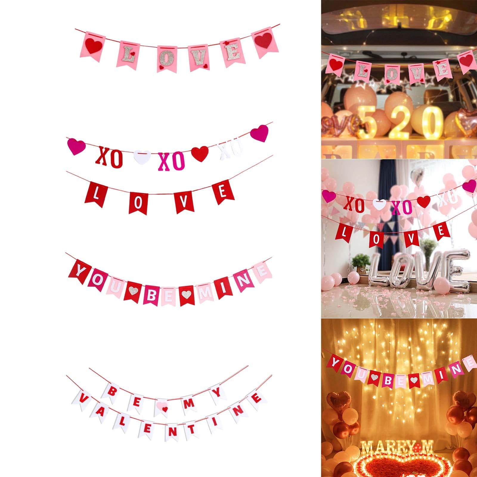 Valentines Day Burlap Banner Valentines Heart Banner for Birthday Home Party LOVE